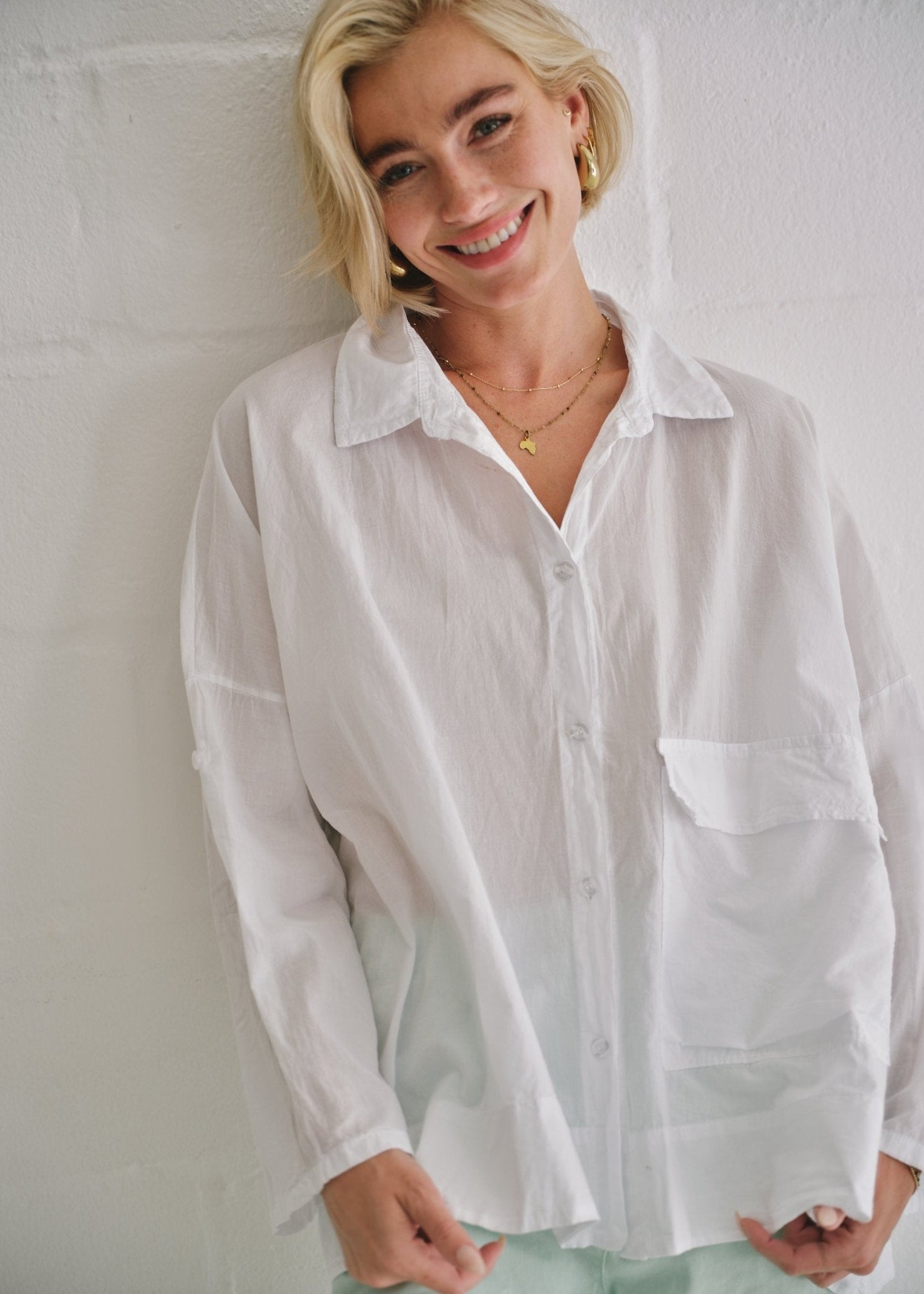 View our Italian Stonewashed Cotton Shirt In White - by Tribute Store