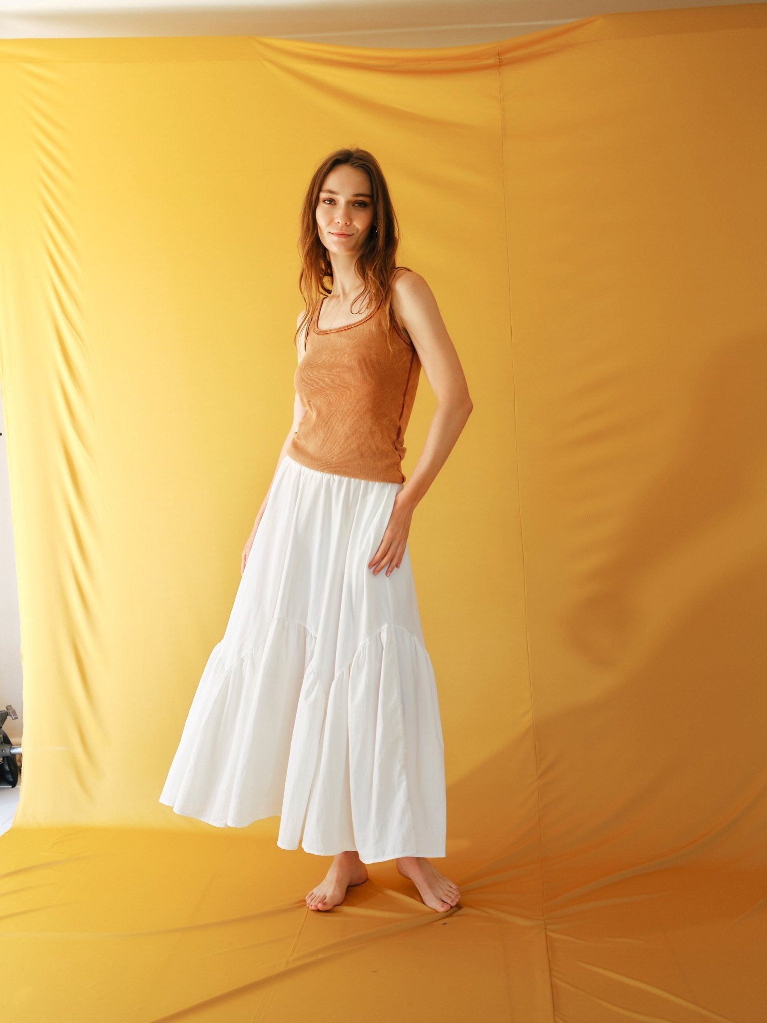 View our Italian Stonewashed Ribbed Vest in Rust - by Tribute Store