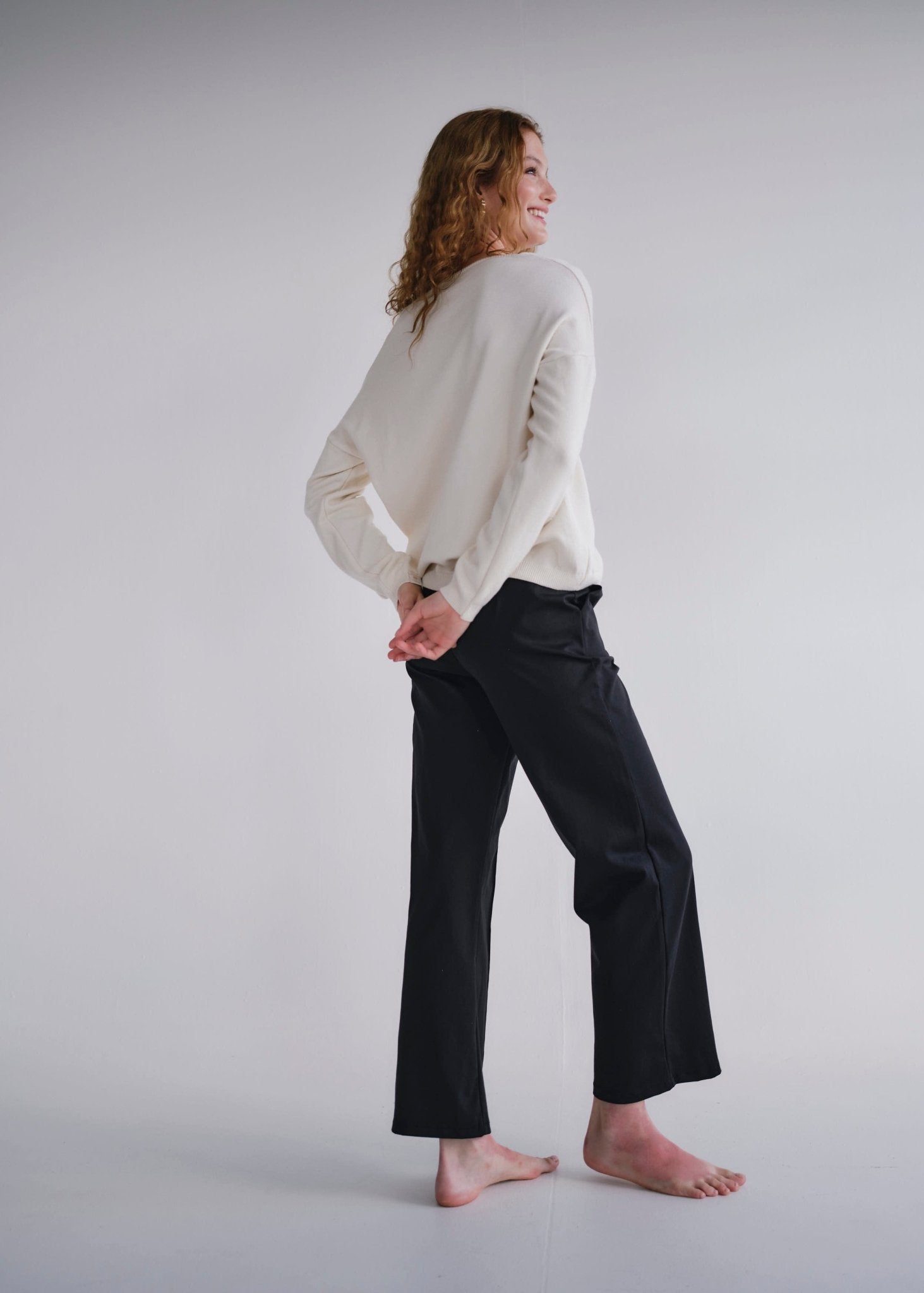View our Italian Straight Leg Viscose Cotton Pants With Belt In Black - by Tribute Store