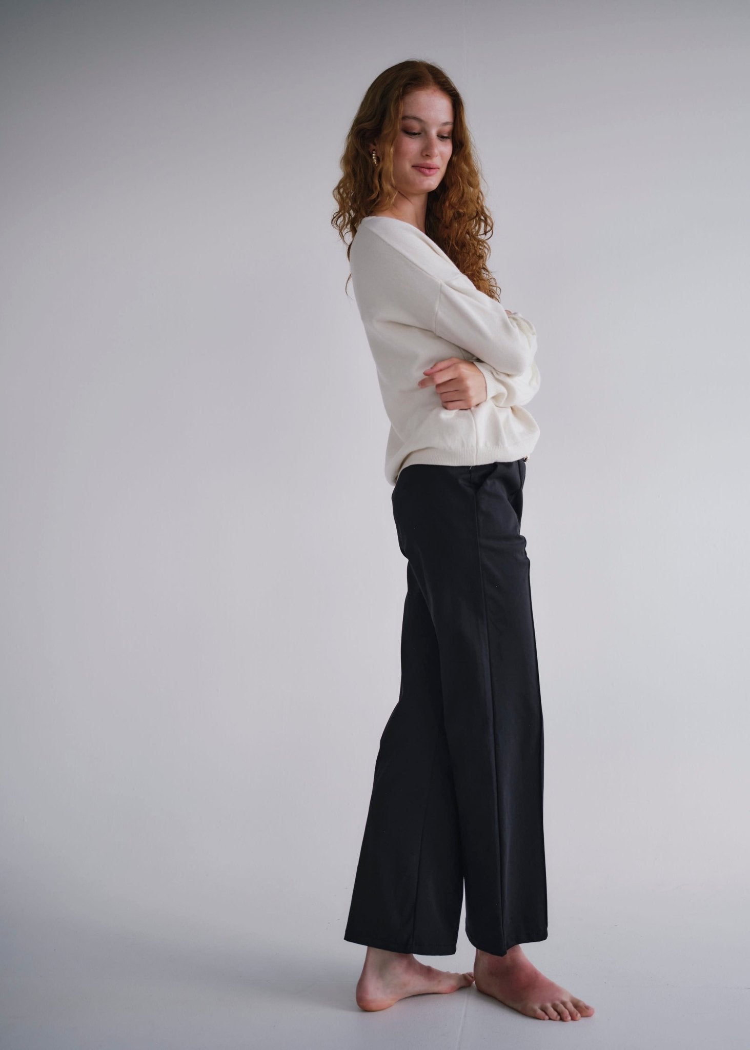View our Italian Straight Leg Viscose Cotton Pants With Belt In Black - by Tribute Store