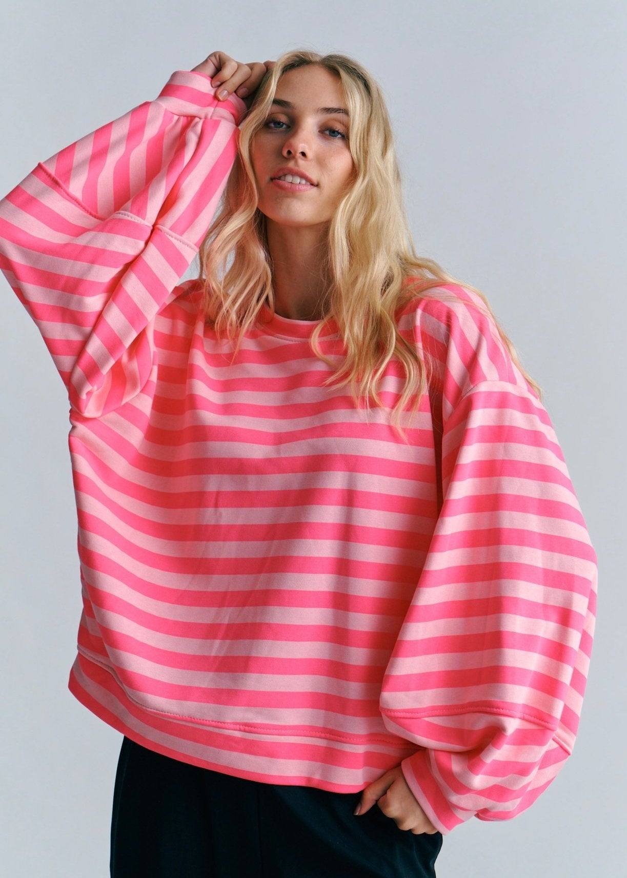 View our Italian Stripe Jumper In Hot Pink & Blush - by Tribute Store
