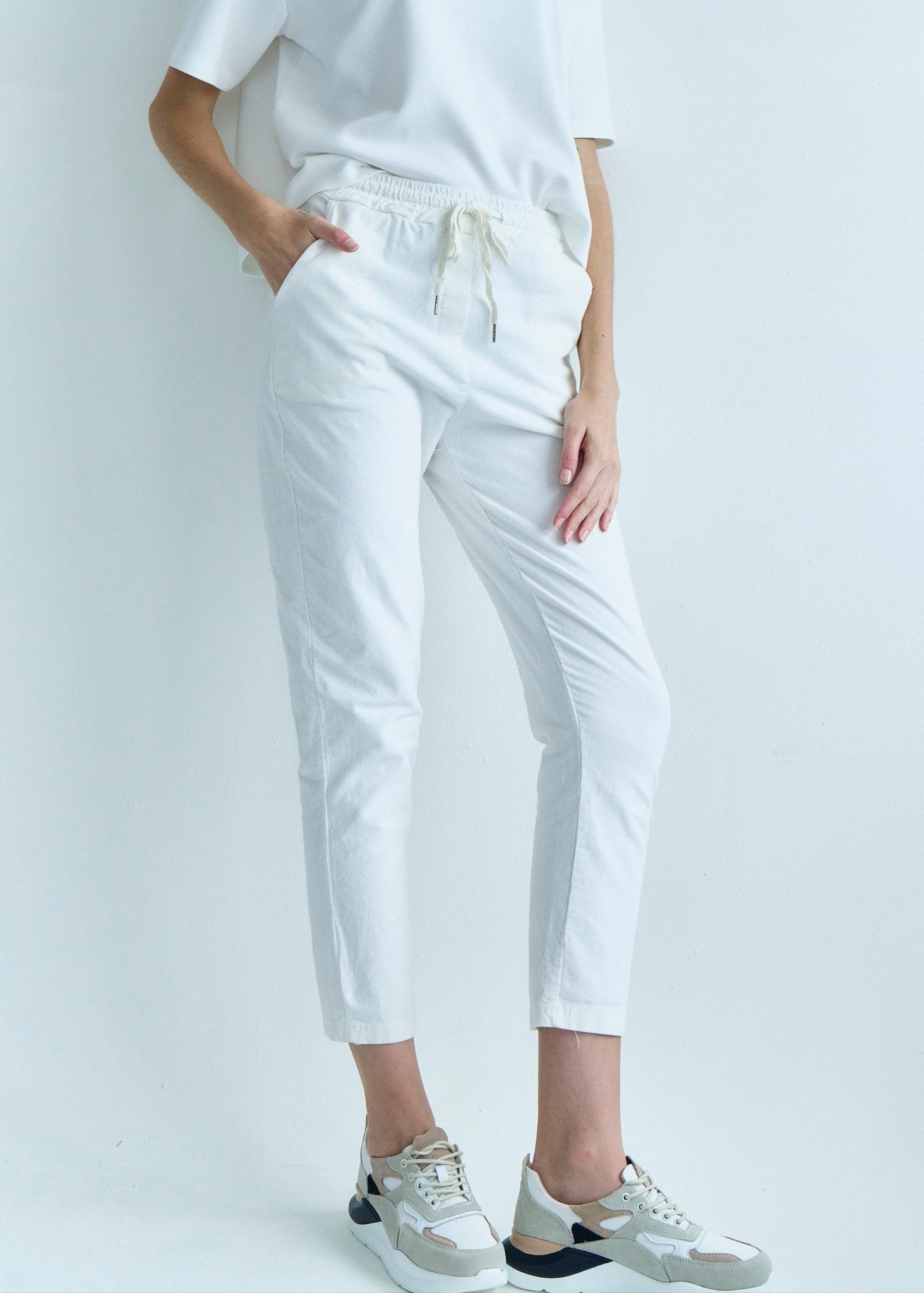 View our Italian Velour Joggers in Cream - by Tribute Store