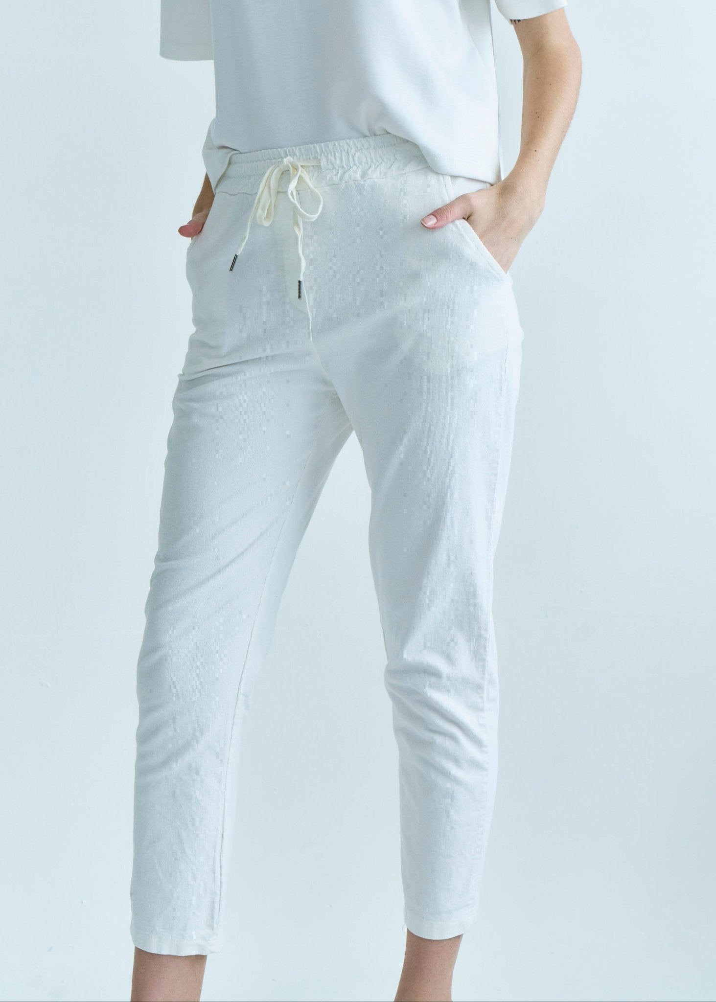 View our Italian Velour Joggers in Cream - by Tribute Store