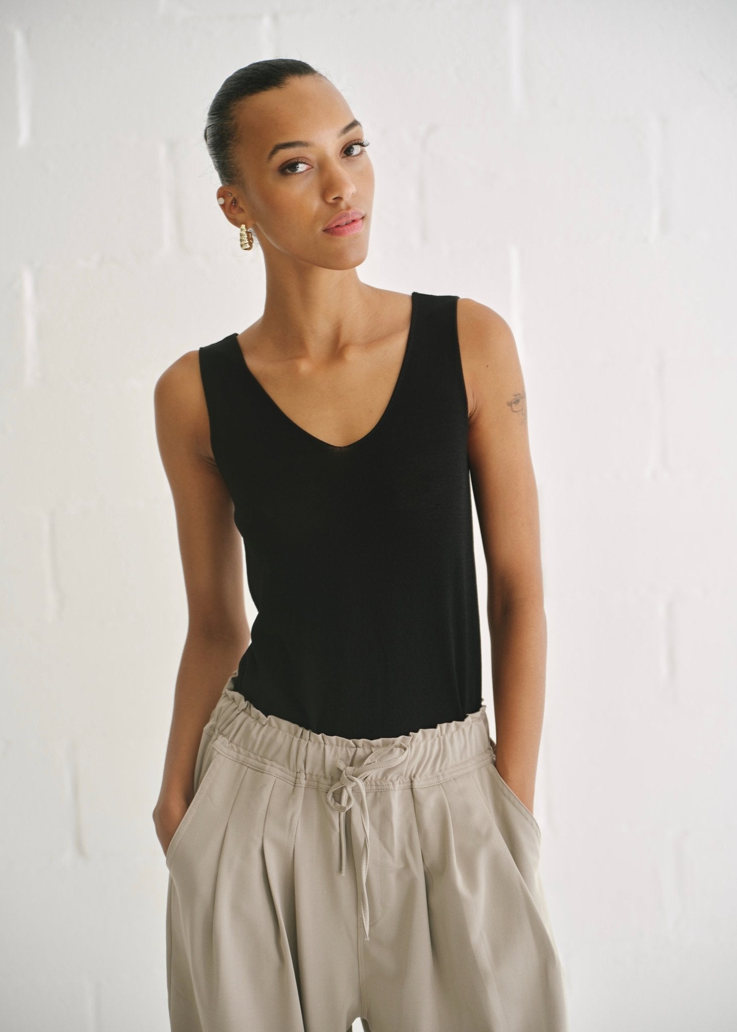 View our Italian viscose Knit Vest In Black - by Tribute Store