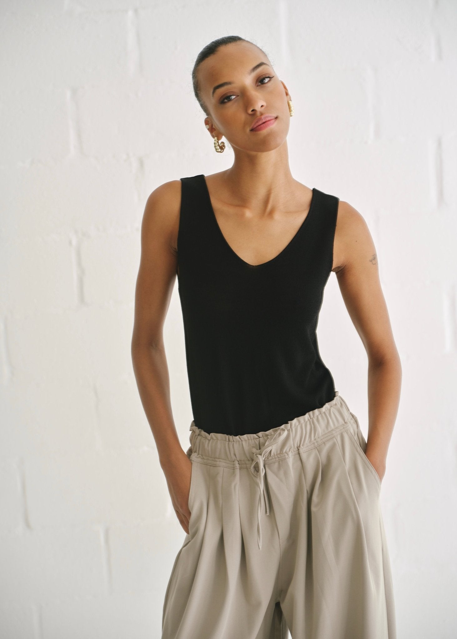 View our Italian viscose Knit Vest In Black - by Tribute Store