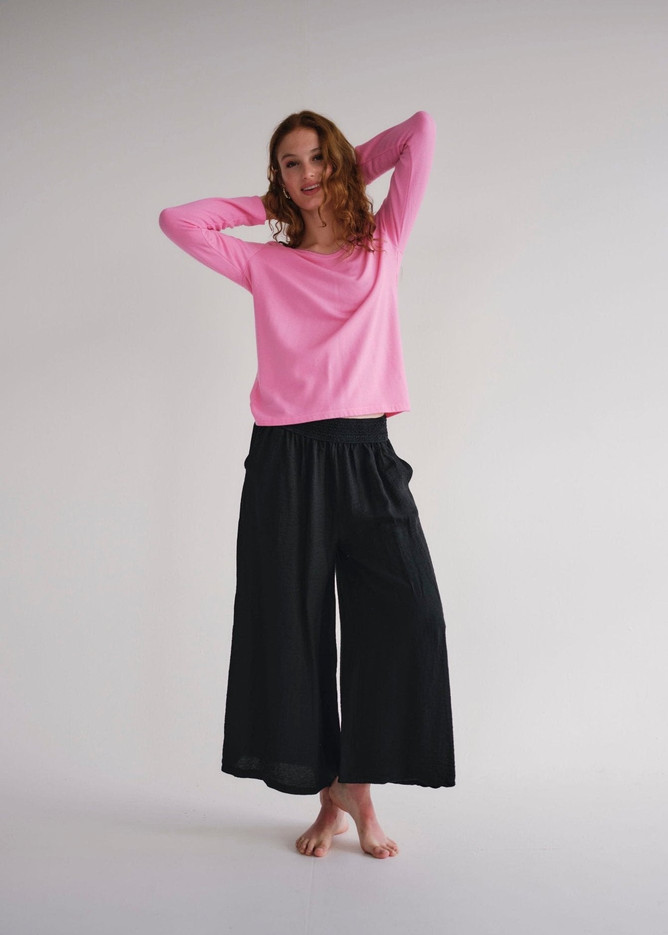 View our Japandi Linen Blend Palazzo Pants In Black - by Tribute Store