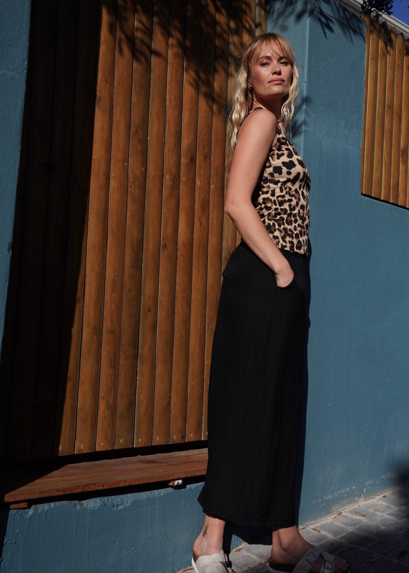 View our Japandi Linen Blend Palazzo Pants In Black - by Tribute Store