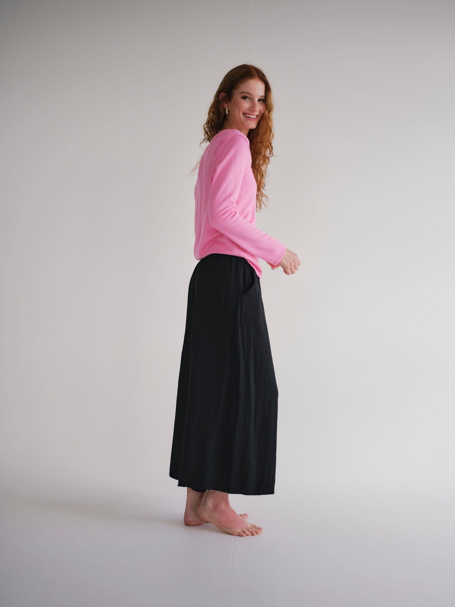 View our Japandi Linen Blend Palazzo Pants In Black - by Tribute Store