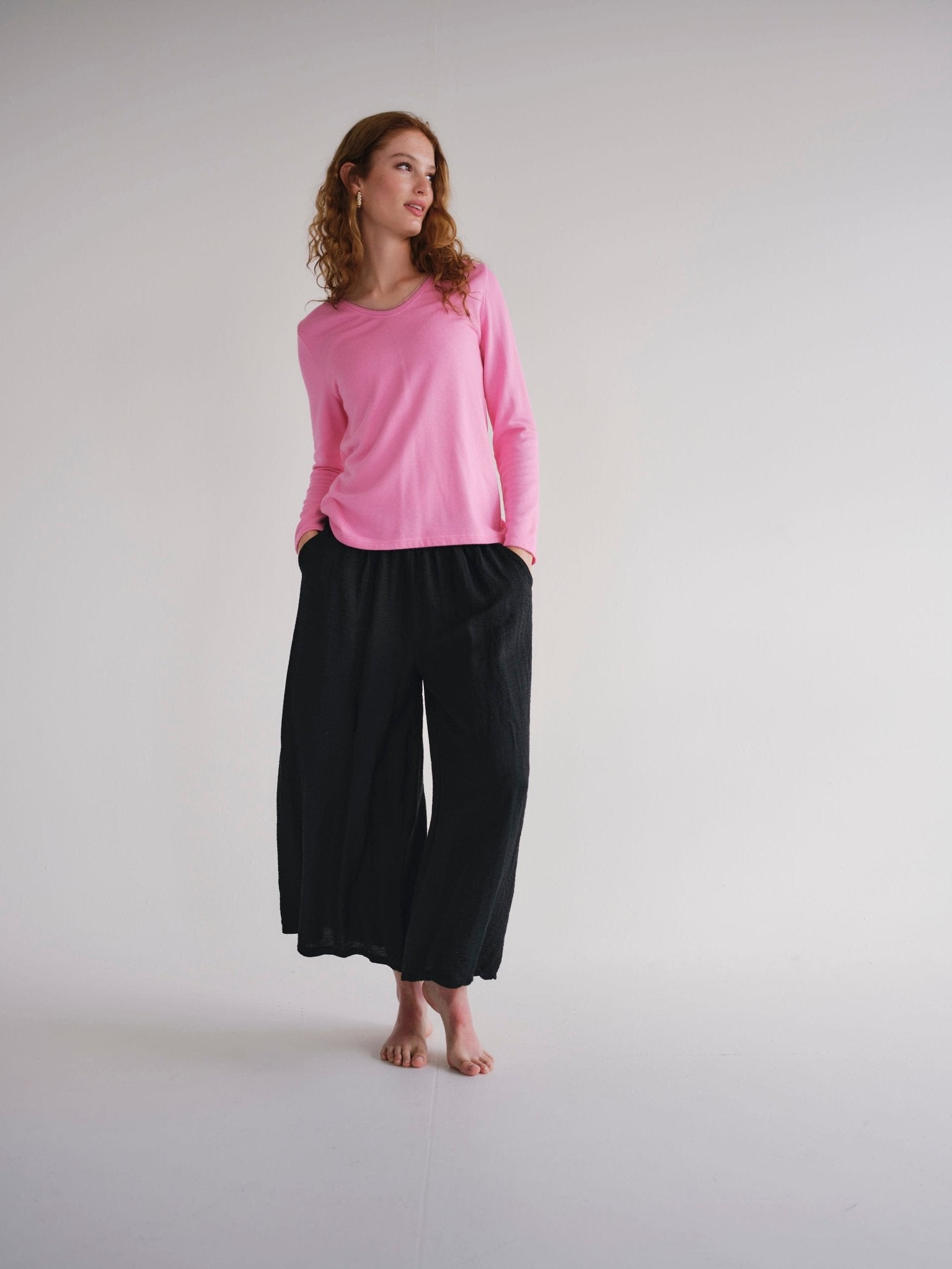 View our Japandi Linen Blend Palazzo Pants In Black - by Tribute Store