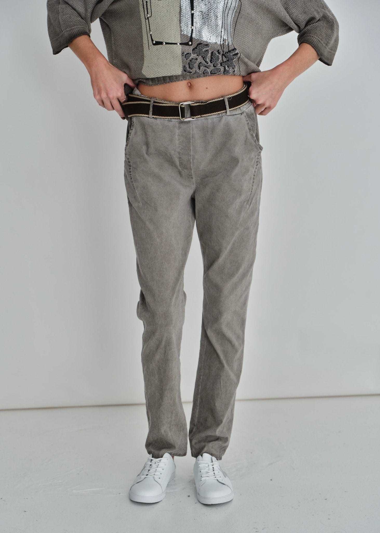 View our Joggers With Belt In Light Grey - by Tribute Store