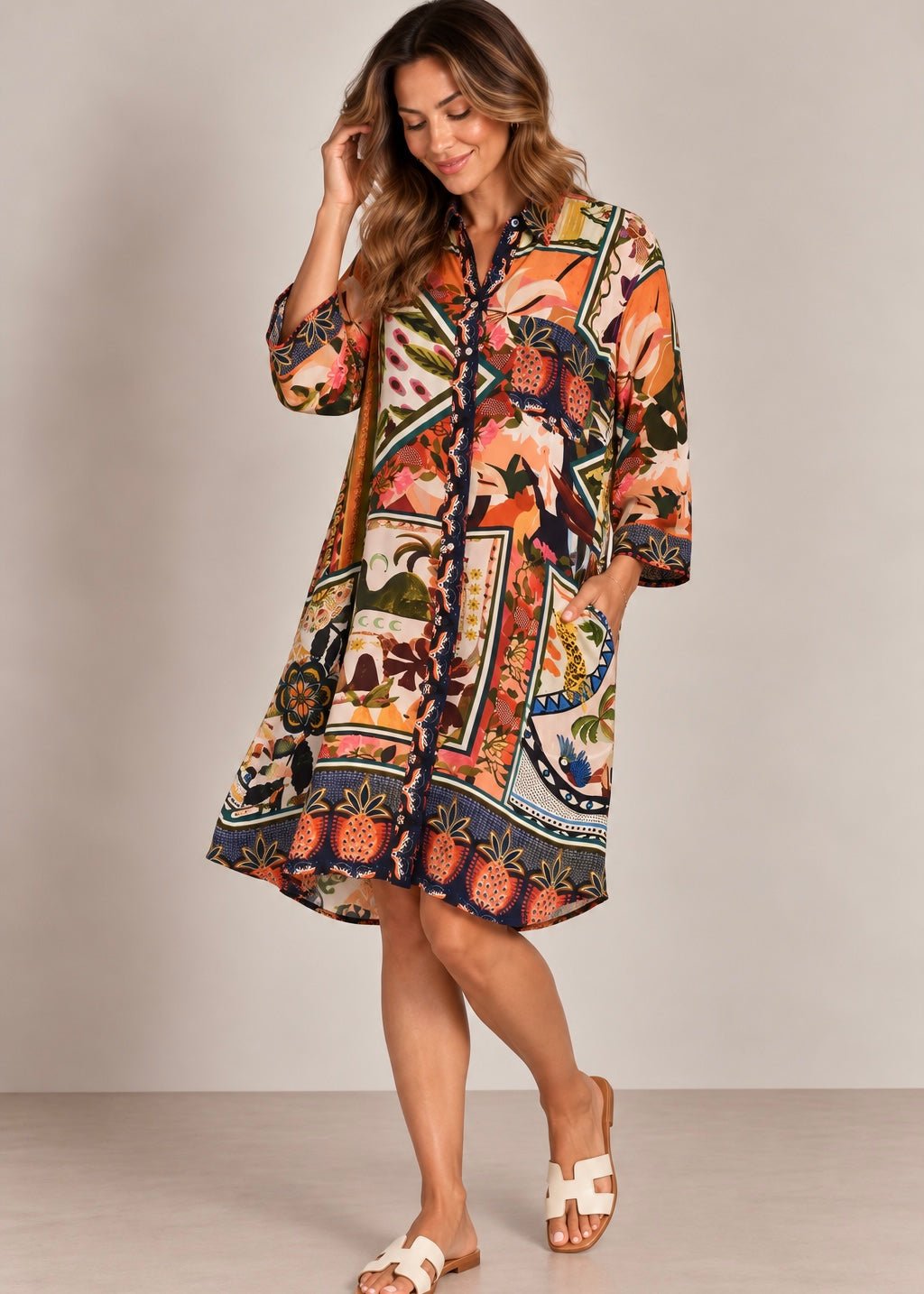 View our Jolie Annie Shirt Dress In Multicolour - by Tribute Store