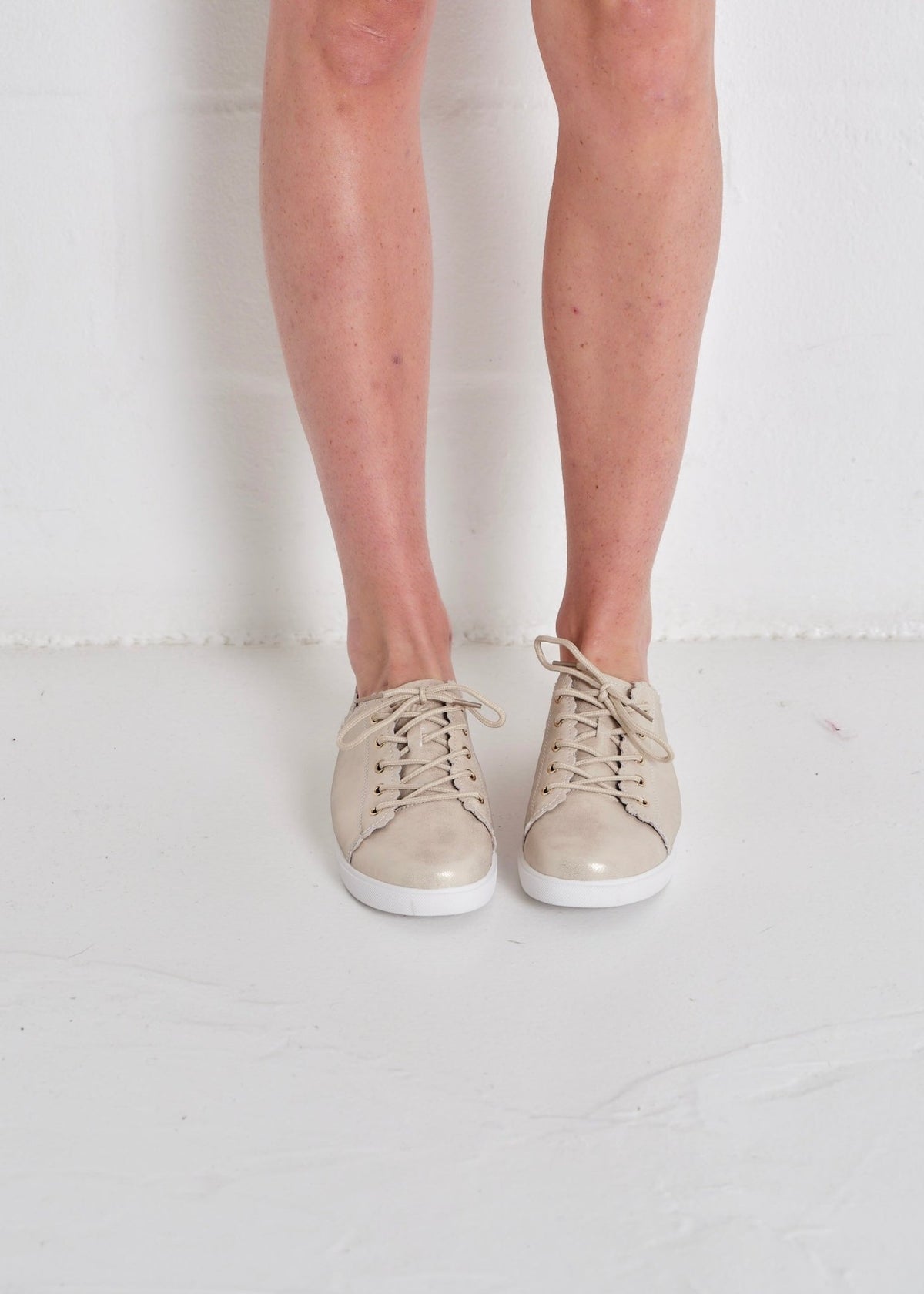 View our Julz Chloe Leather Sneakers In Honey Gold - by Tribute Store