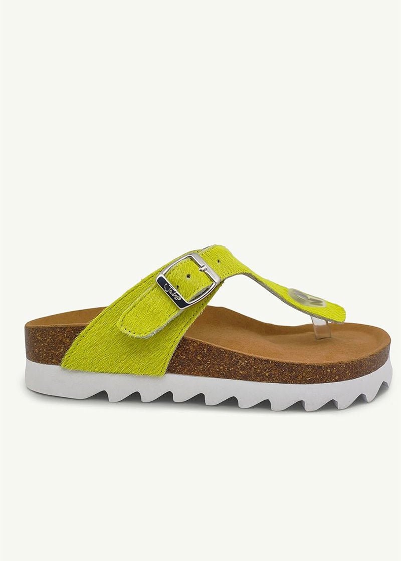 Julz Jason Leather Sandal In Chartreuse