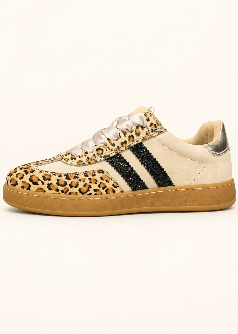 View our Julz Shiloh Leather Sneaker With Leopard Stripes In Beige - by Tribute Store