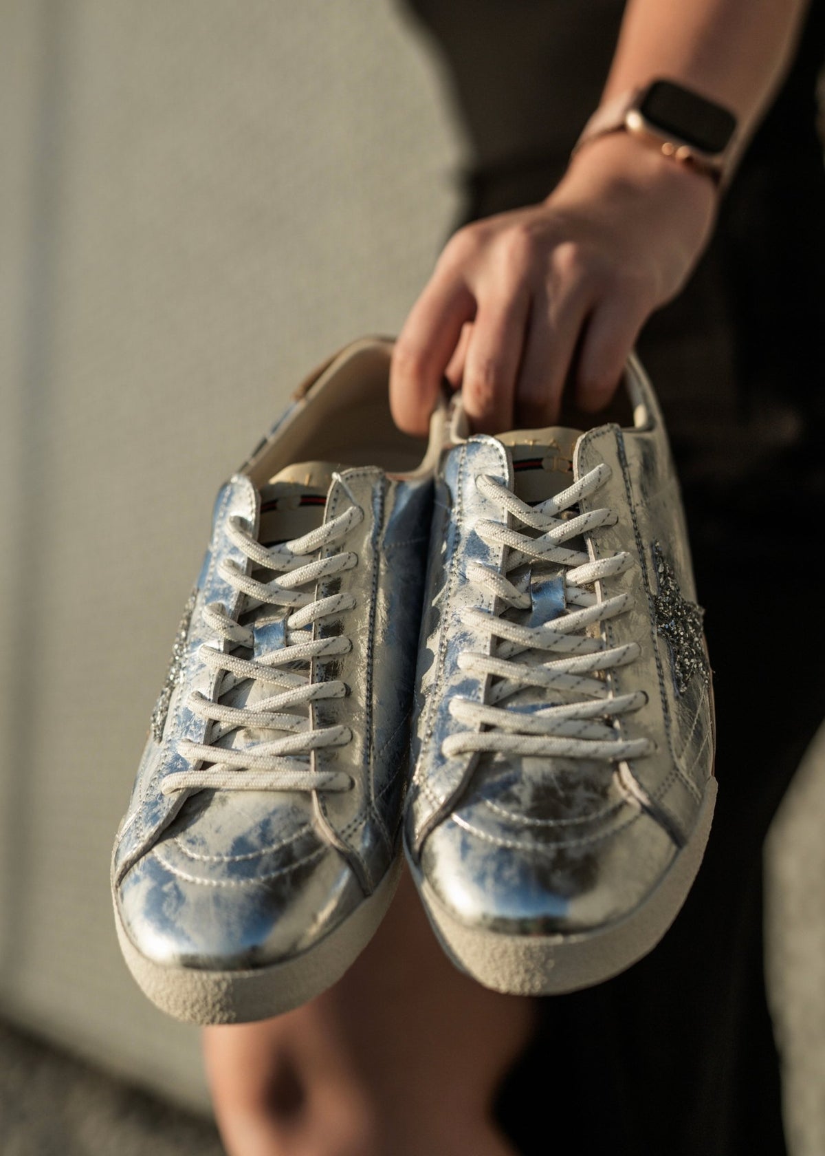View our Julz Vespa Leather Sneaker In Metallic Silver - by Tribute Store