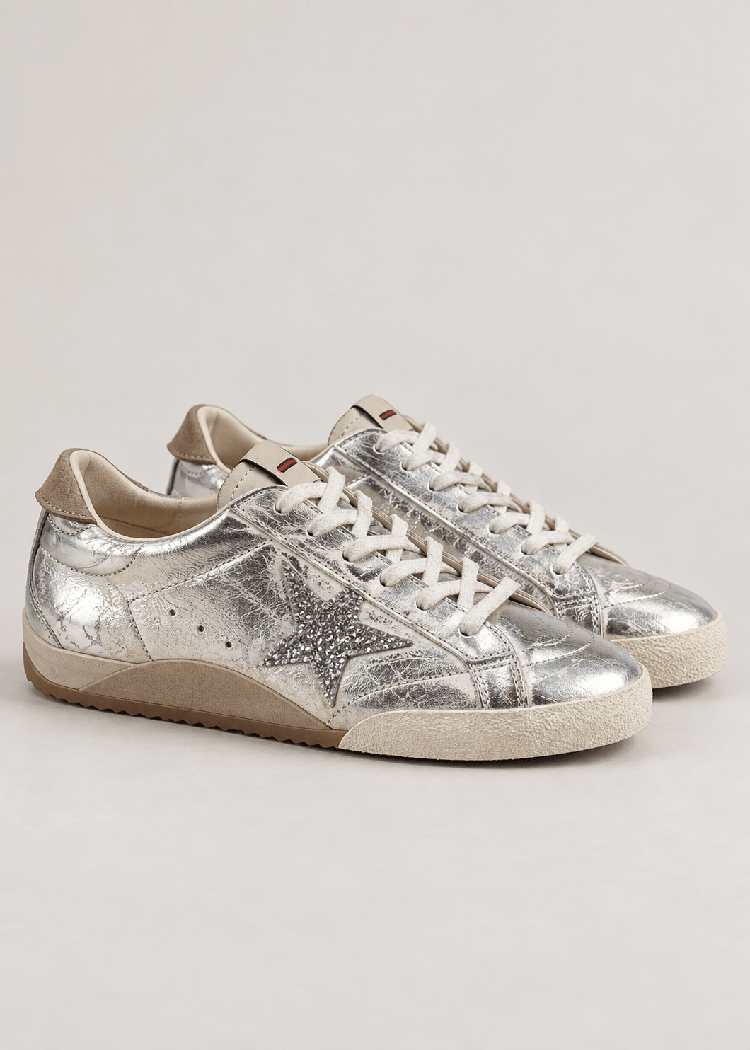 View our Julz Vespa Leather Sneaker In Metallic Silver - by Tribute Store