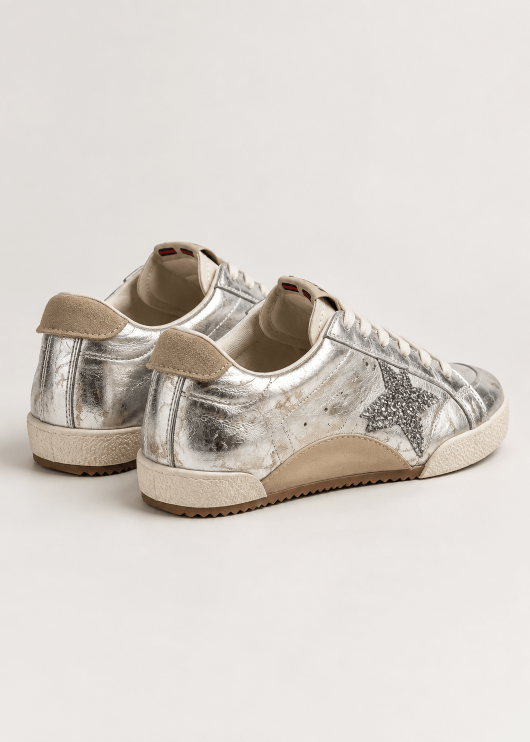 View our Julz Vespa Leather Sneaker In Metallic Silver - by Tribute Store