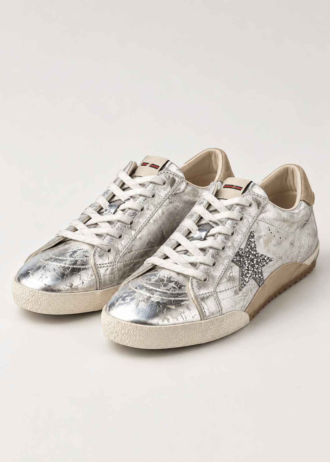 View our Julz Vespa Leather Sneaker In Metallic Silver - by Tribute Store