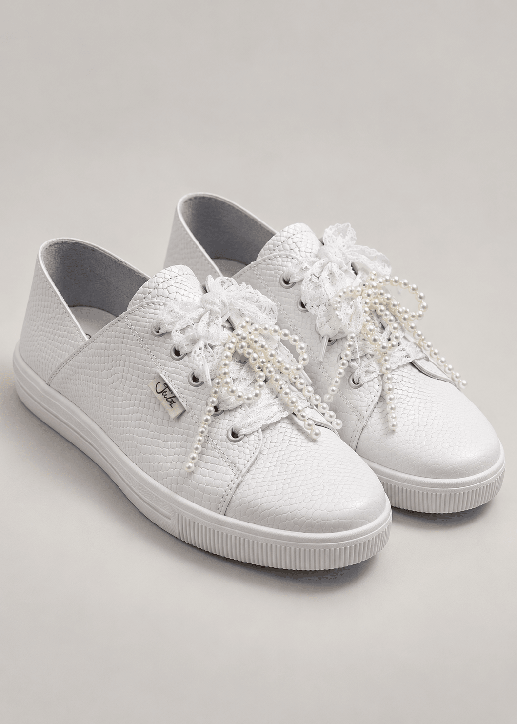View our Julz Vicki Leather Sneaker in White Pebble - by Tribute Store
