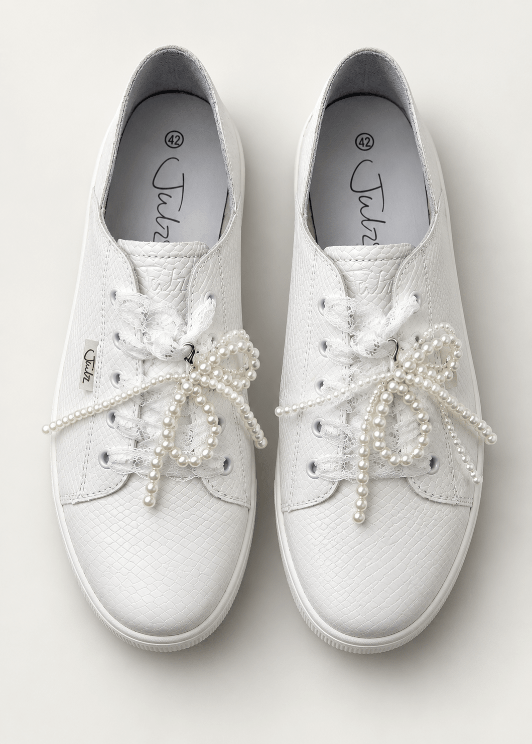 View our Julz Vicki Leather Sneaker in White Pebble - by Tribute Store