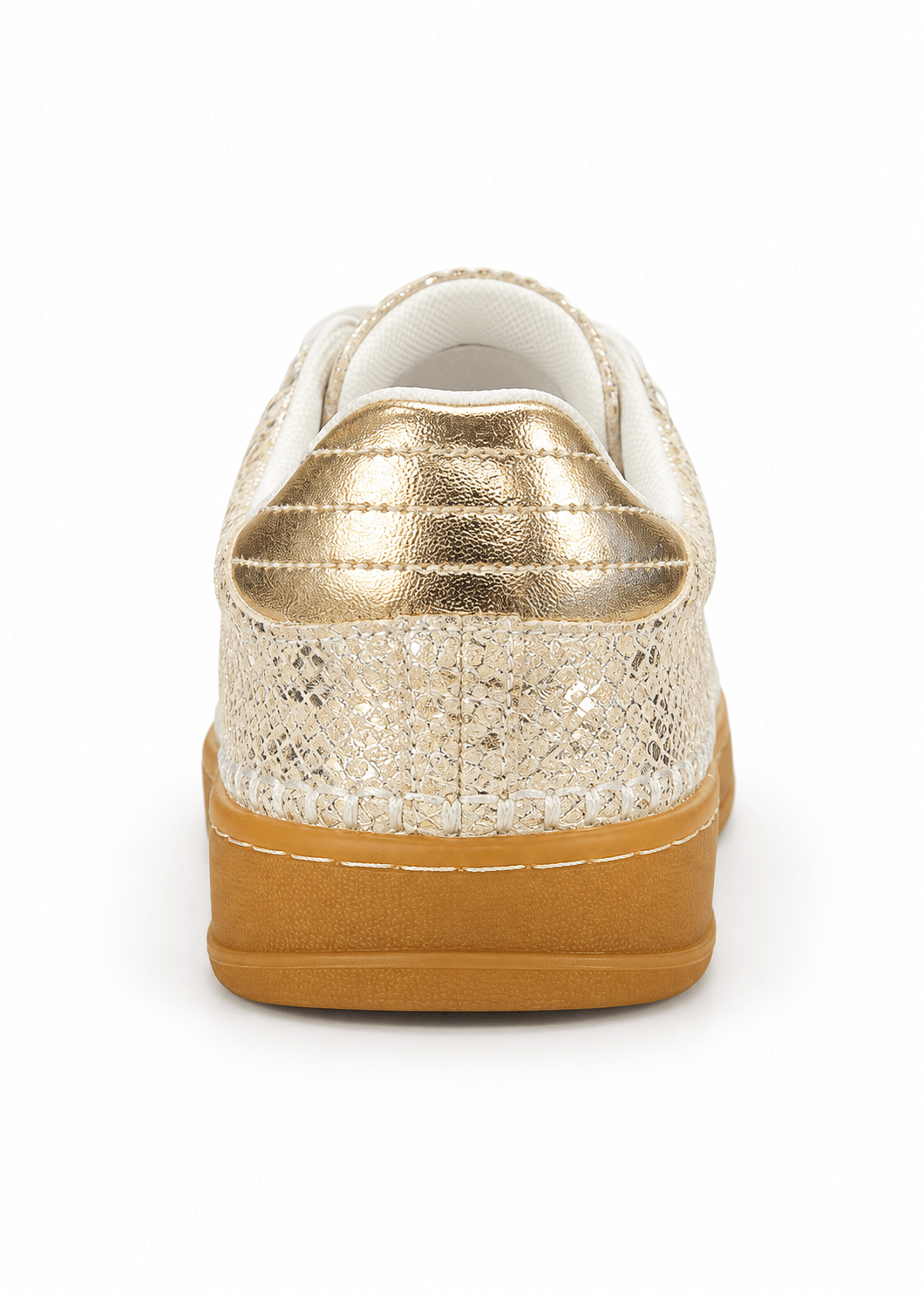 View our Julz Wendy Leather Sneaker With Snake Print In Gold - by Tribute Store
