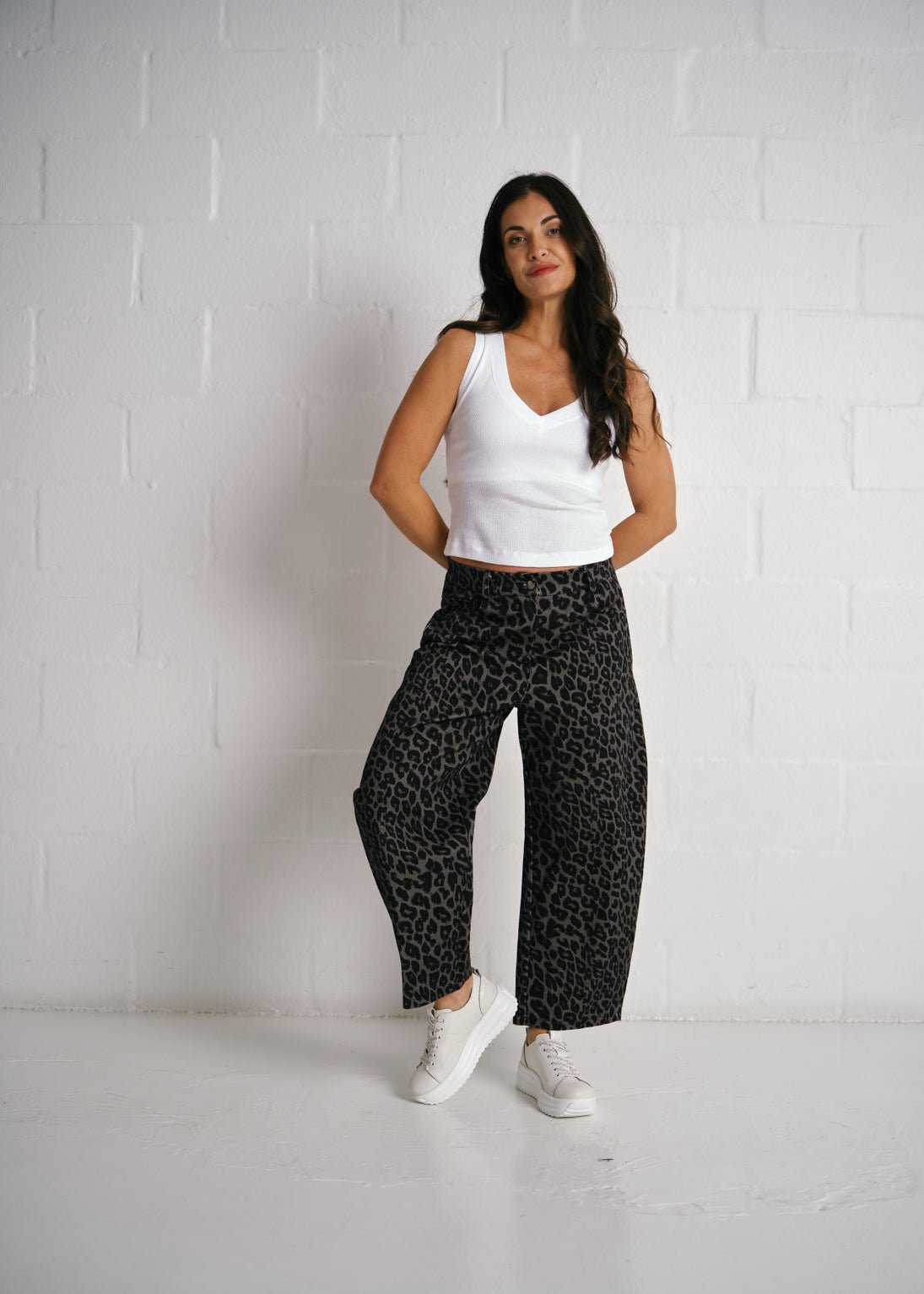 View our Kruger Leopard Print Wide Leg Pants In Grey - by Tribute Store