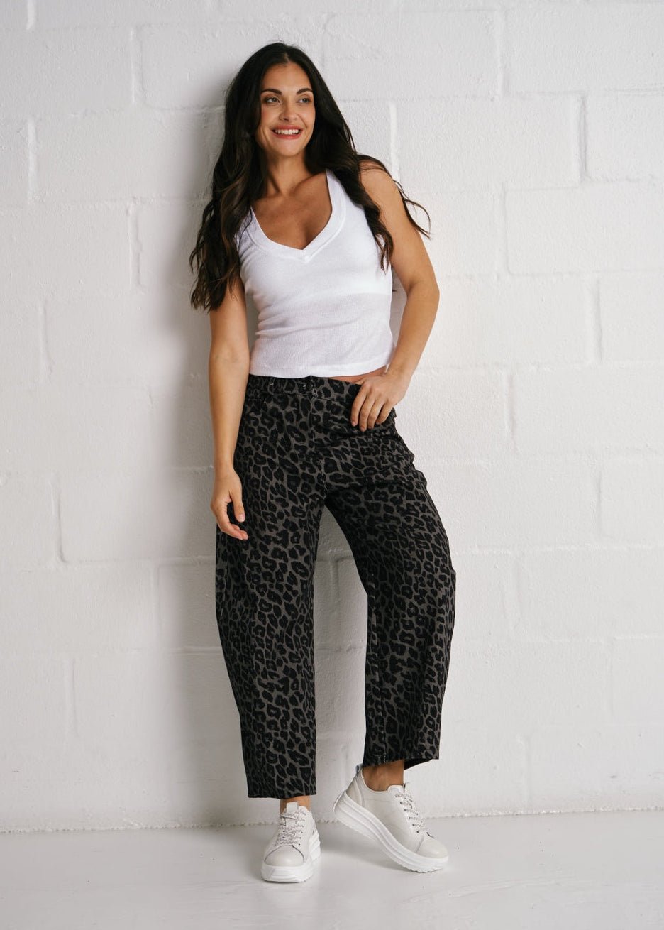 View our Kruger Leopard Print Wide Leg Pants In Grey - by Tribute Store