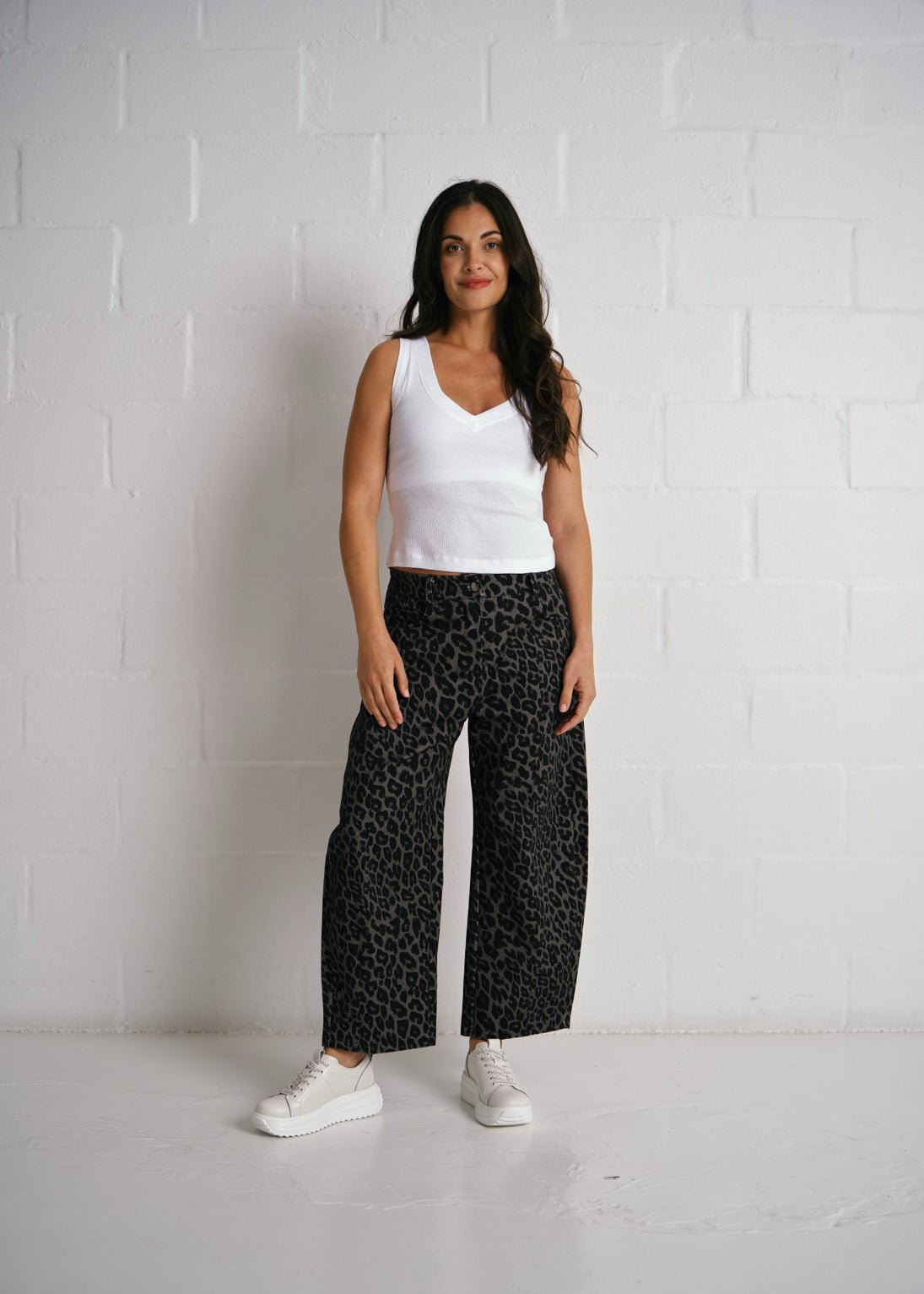 View our Kruger Leopard Print Wide Leg Pants In Grey - by Tribute Store