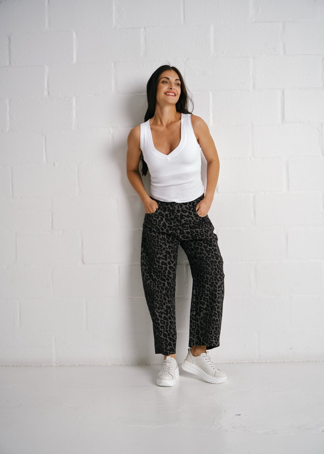 View our Kruger Leopard Print Wide Leg Pants In Grey - by Tribute Store