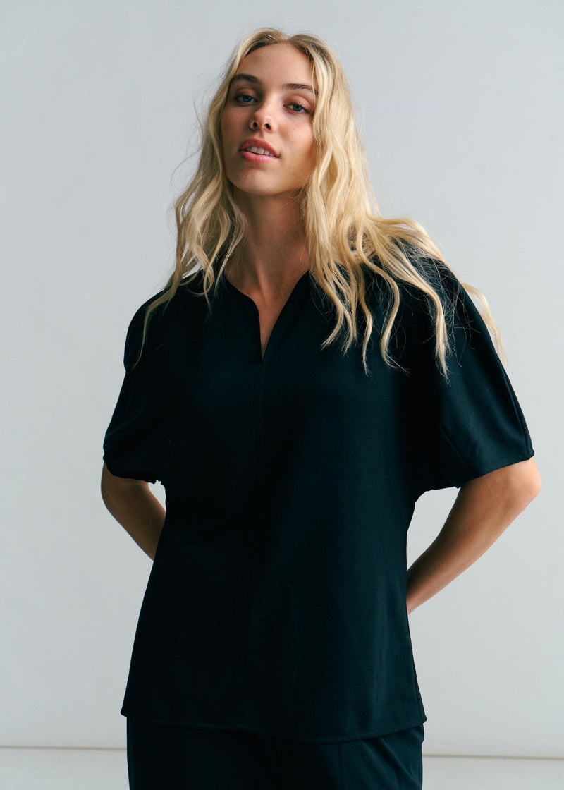 View our Kyoto Drop V Neck Tee In Black - by Tribute Store