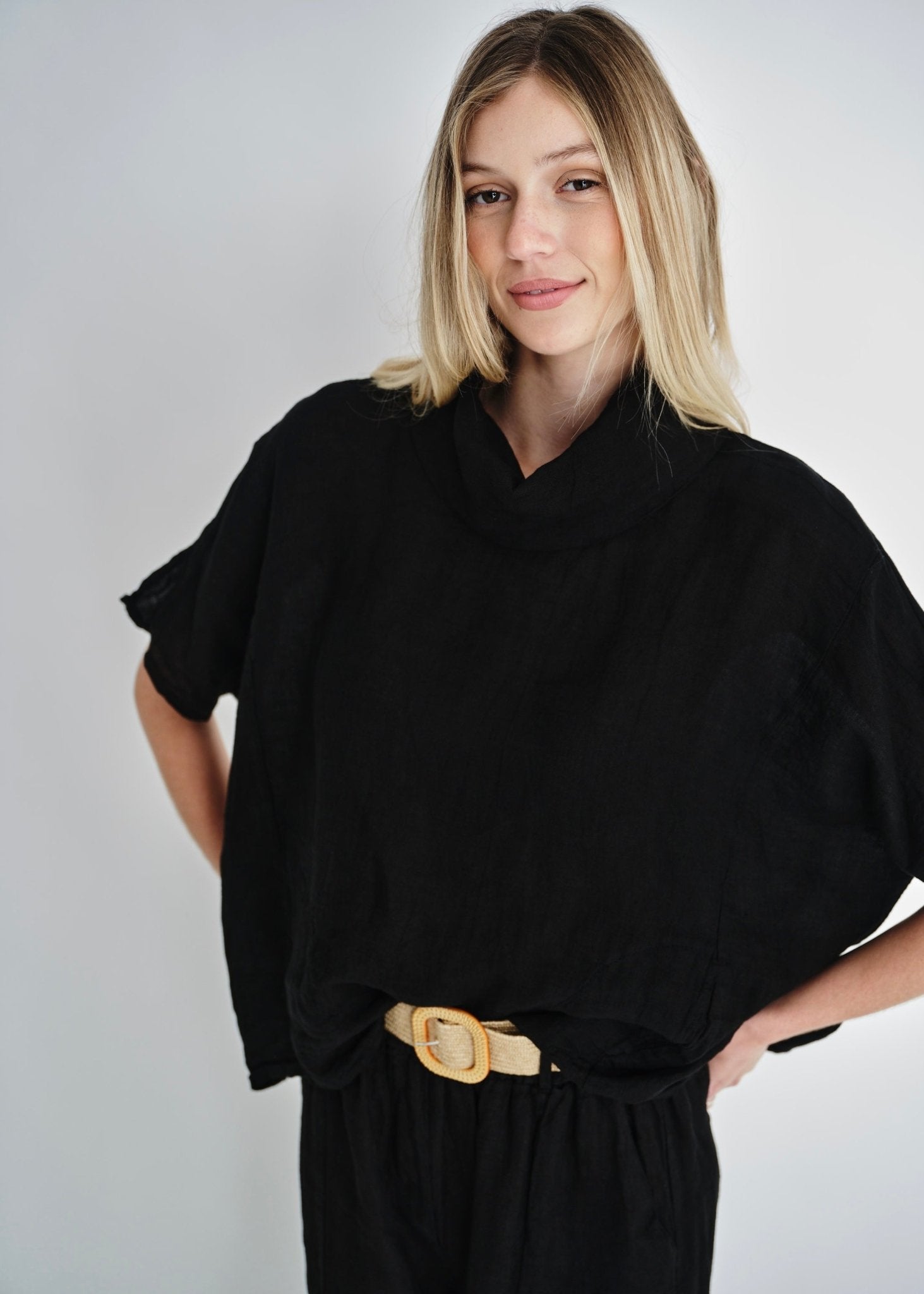 View our Laurent Cowl Neck Top In Black - by Tribute Store