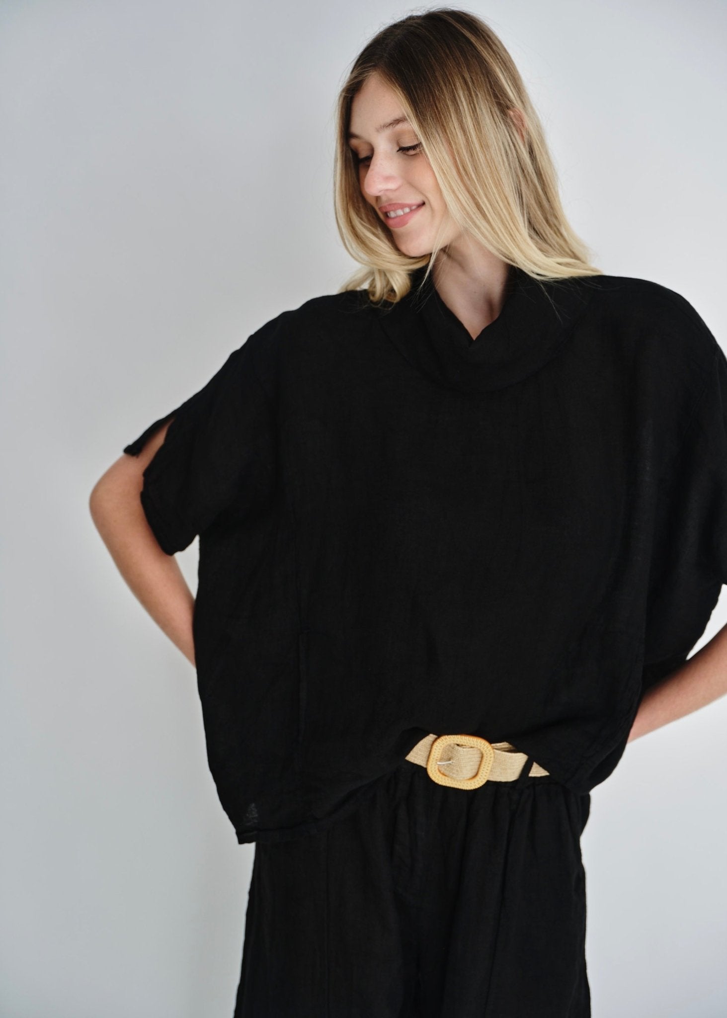 View our Laurent Cowl Neck Top In Black - by Tribute Store