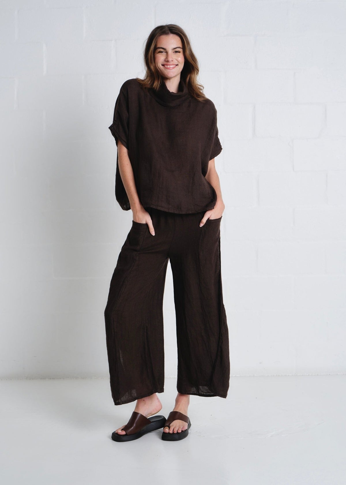 View our Laurent Cowl Neck Top In Chocolate - by Tribute Store