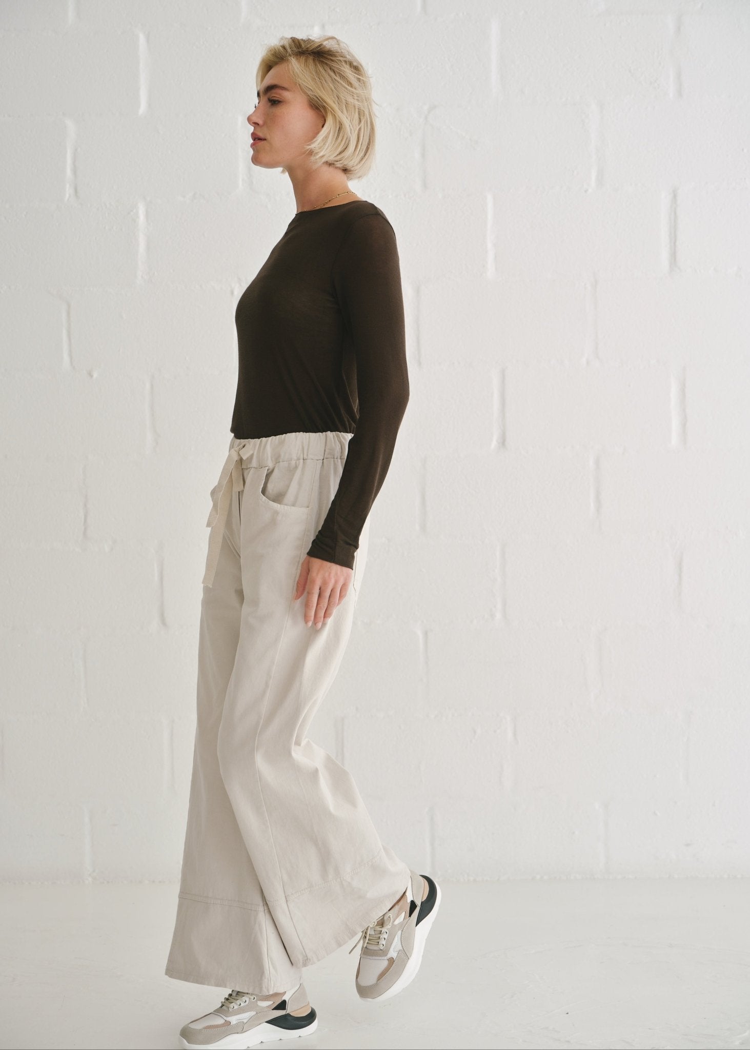 View our Leah Italian Cashmere Blend Sheer Top In Chocolate - by Tribute Store