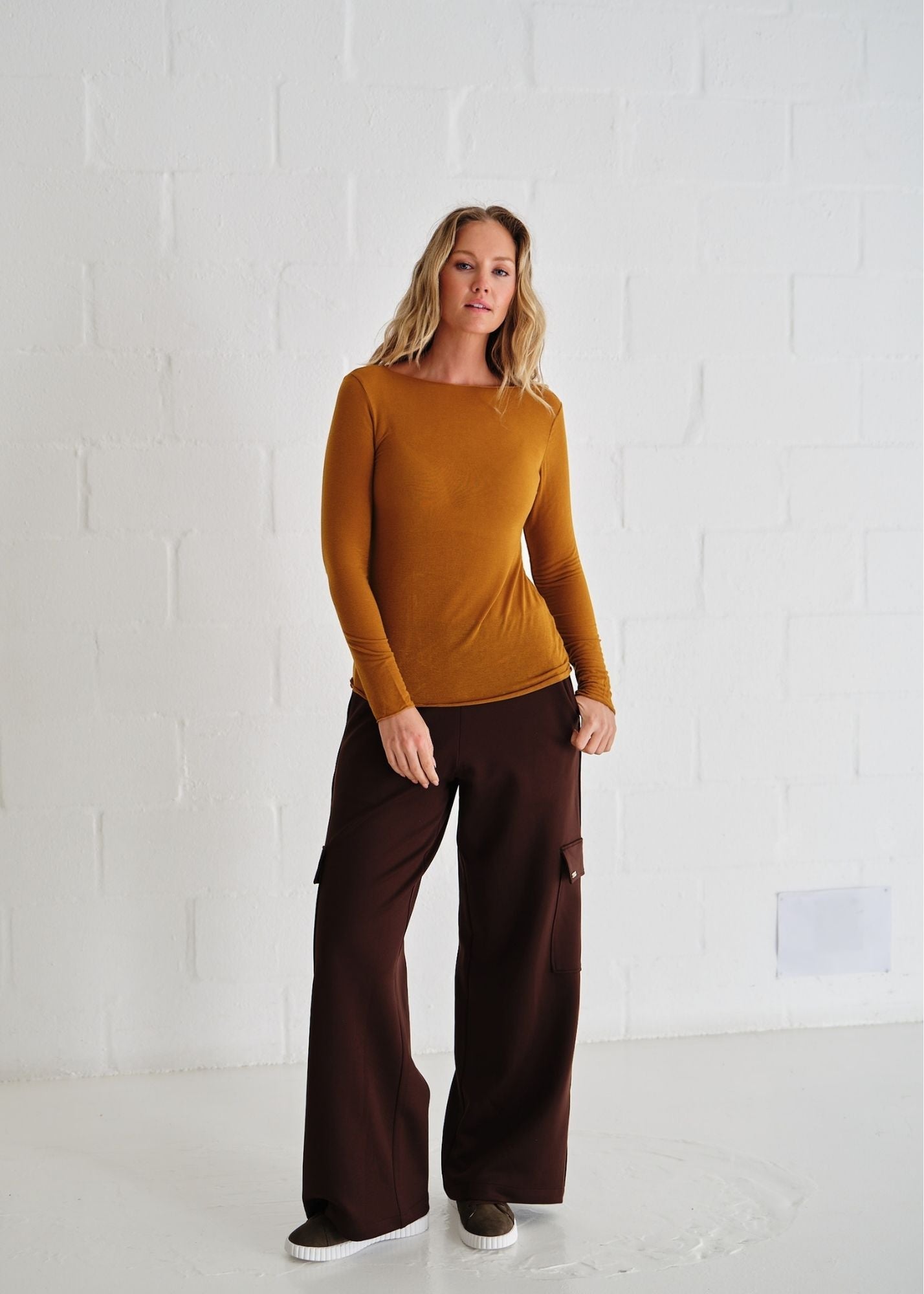 View our Leah Italian Cashmere Blend Sheer Top In Mustard - by Tribute Store