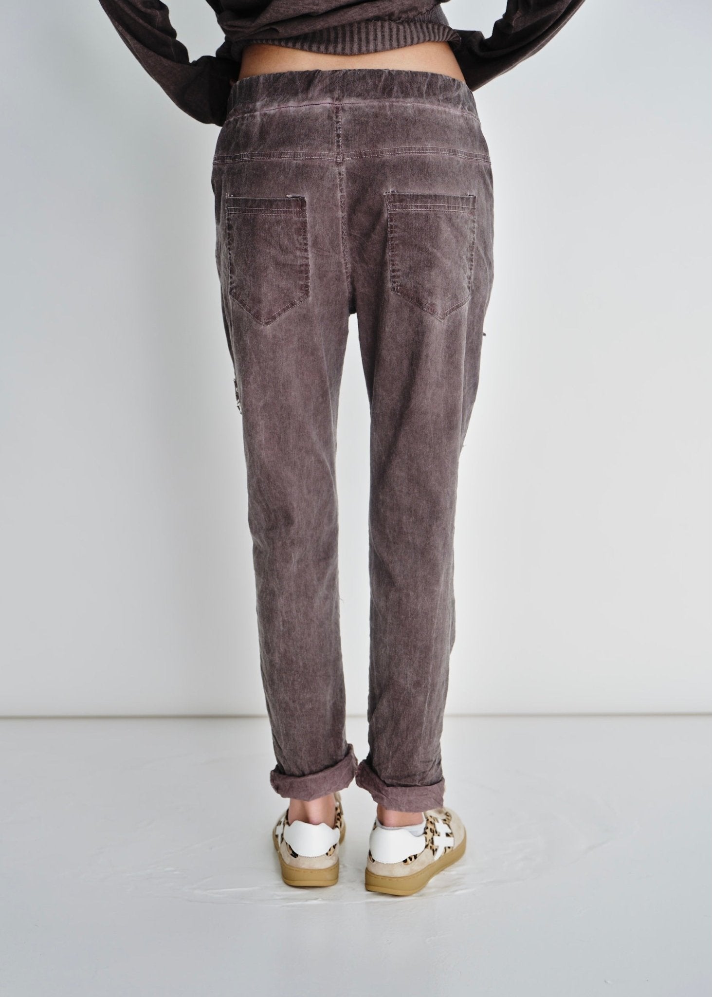 View our Leopard Sequin Joggers In Stonewashed Berry - by Tribute Store