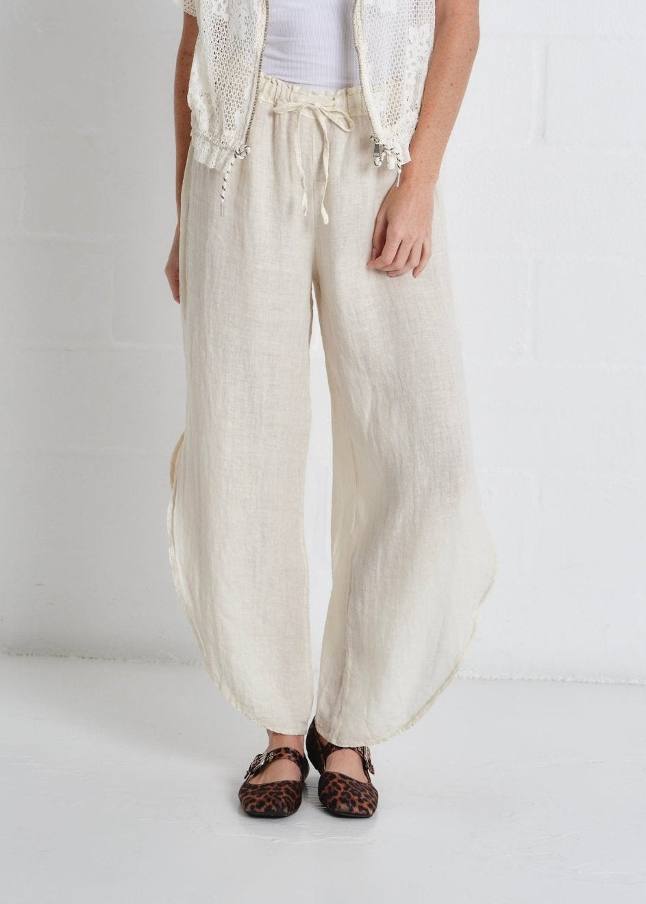View our Liguria Side Slit Linen Pants In Cream - by Tribute Store