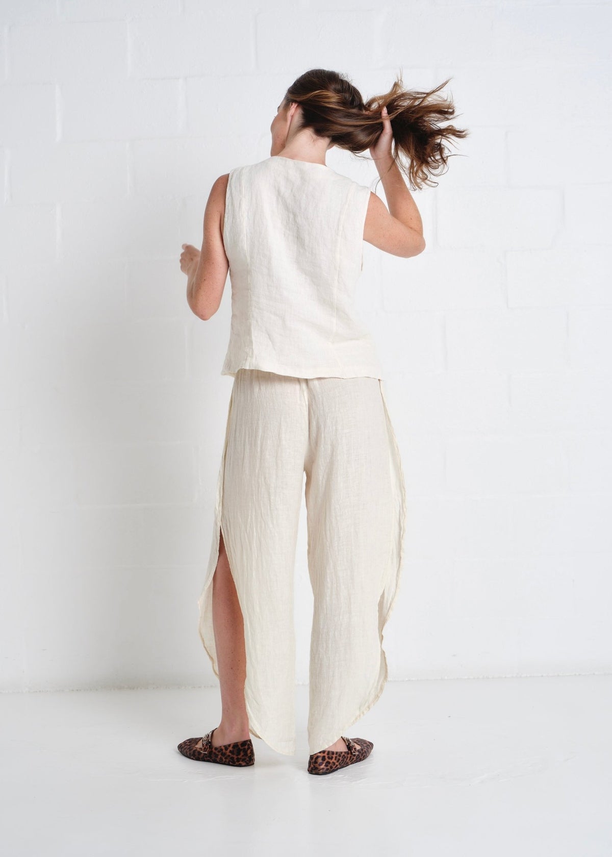View our Liguria Side Slit Linen Pants In Cream - by Tribute Store