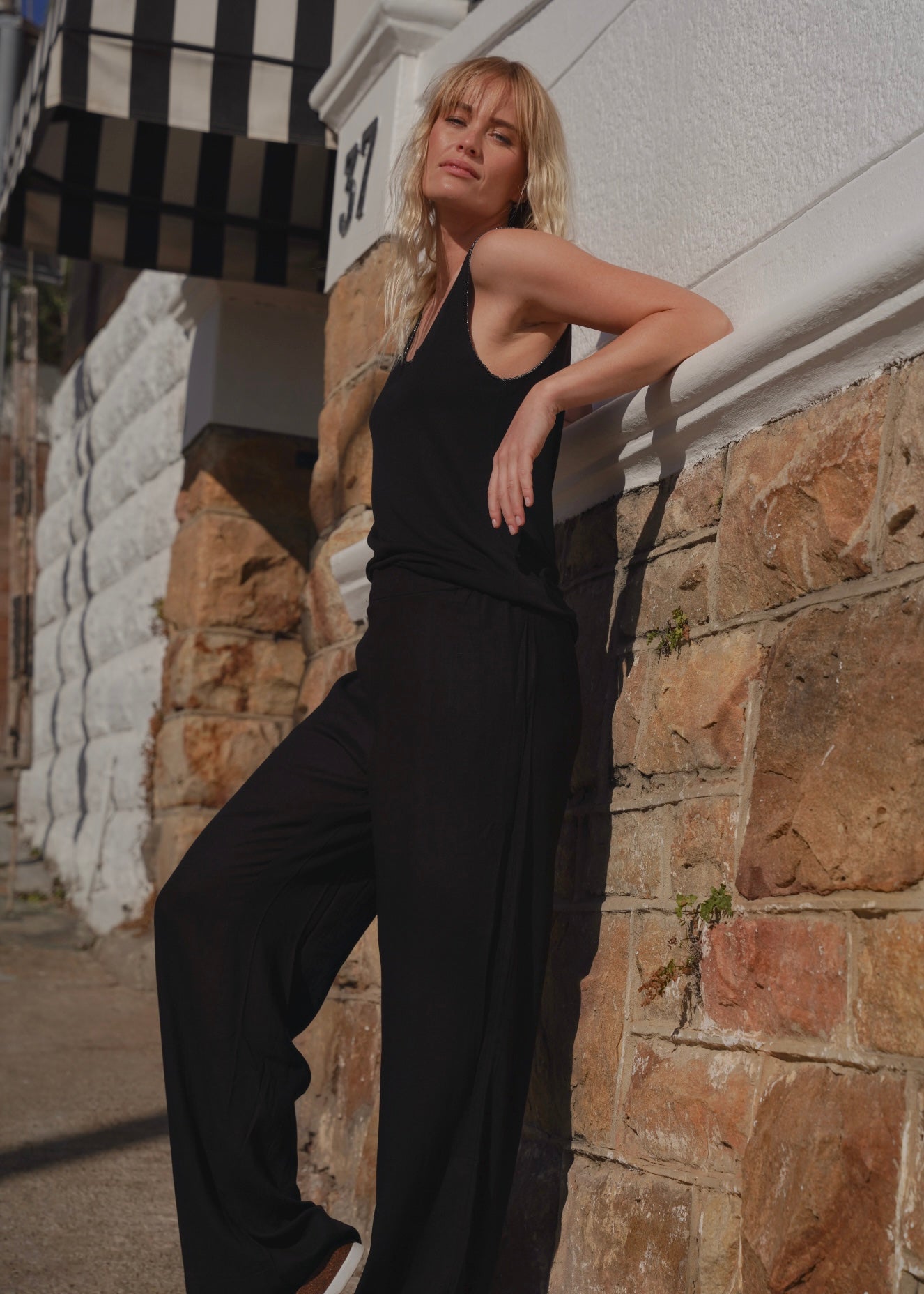 View our Linen Blend Trousers In Black - by Tribute Store