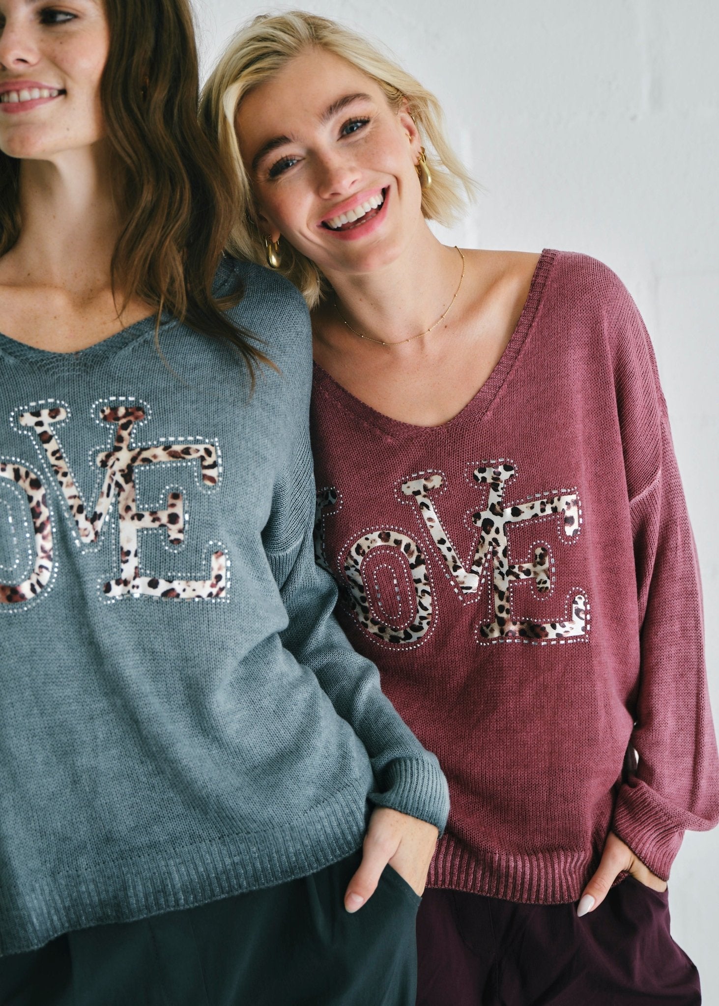 View our Love V - Neck Italian Knit In Stonewashed Purple - by Tribute Store