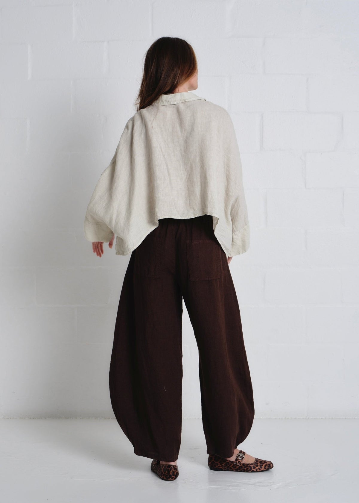 View our Lucca Italian Linen Batwing Shirt in Beige - by Tribute Store