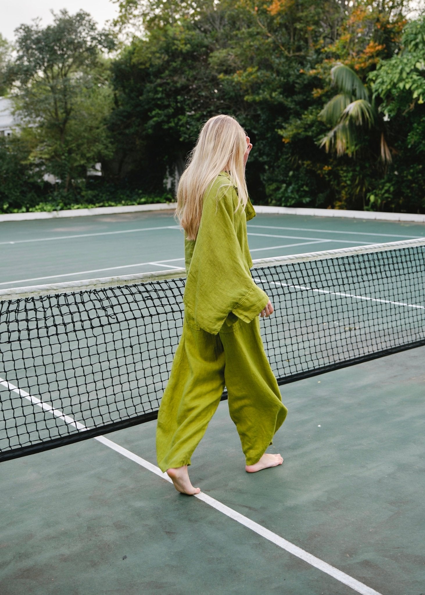 View our Lucca Italian Linen Batwing Shirt in Green - by Tribute Store