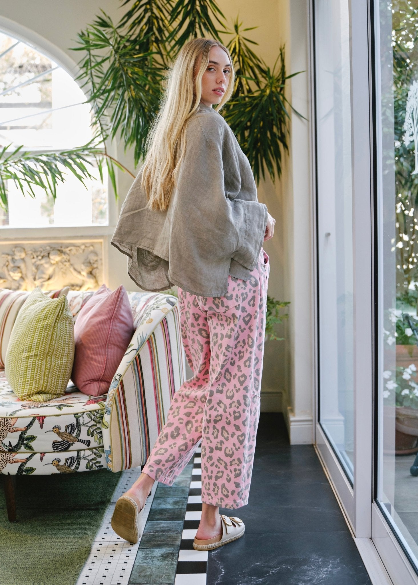 View our Lucca Italian Linen Batwing Shirt in Taupe - by Tribute Store