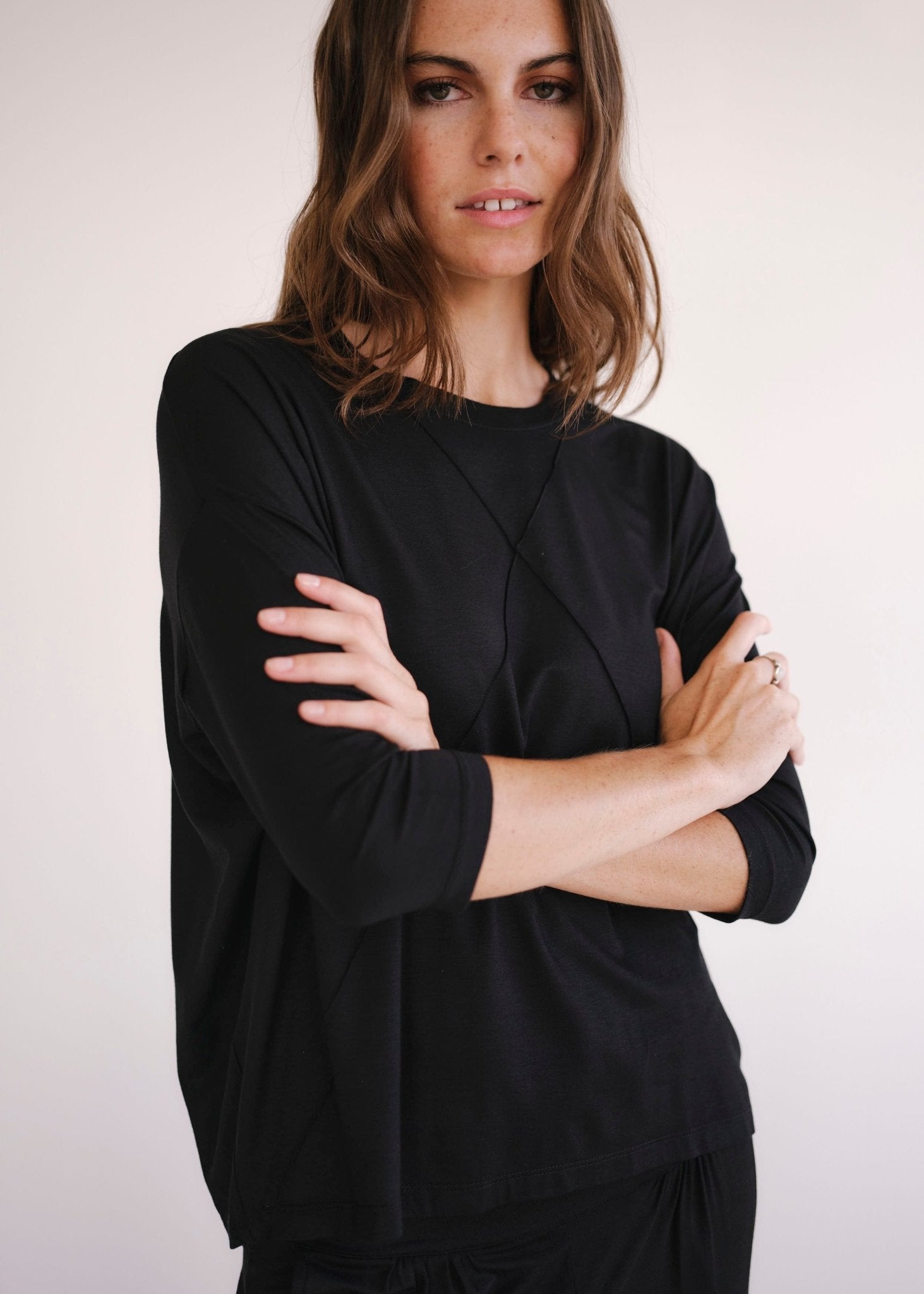 View our Lucie Tee With Seam Detail In Black - by Tribute Store