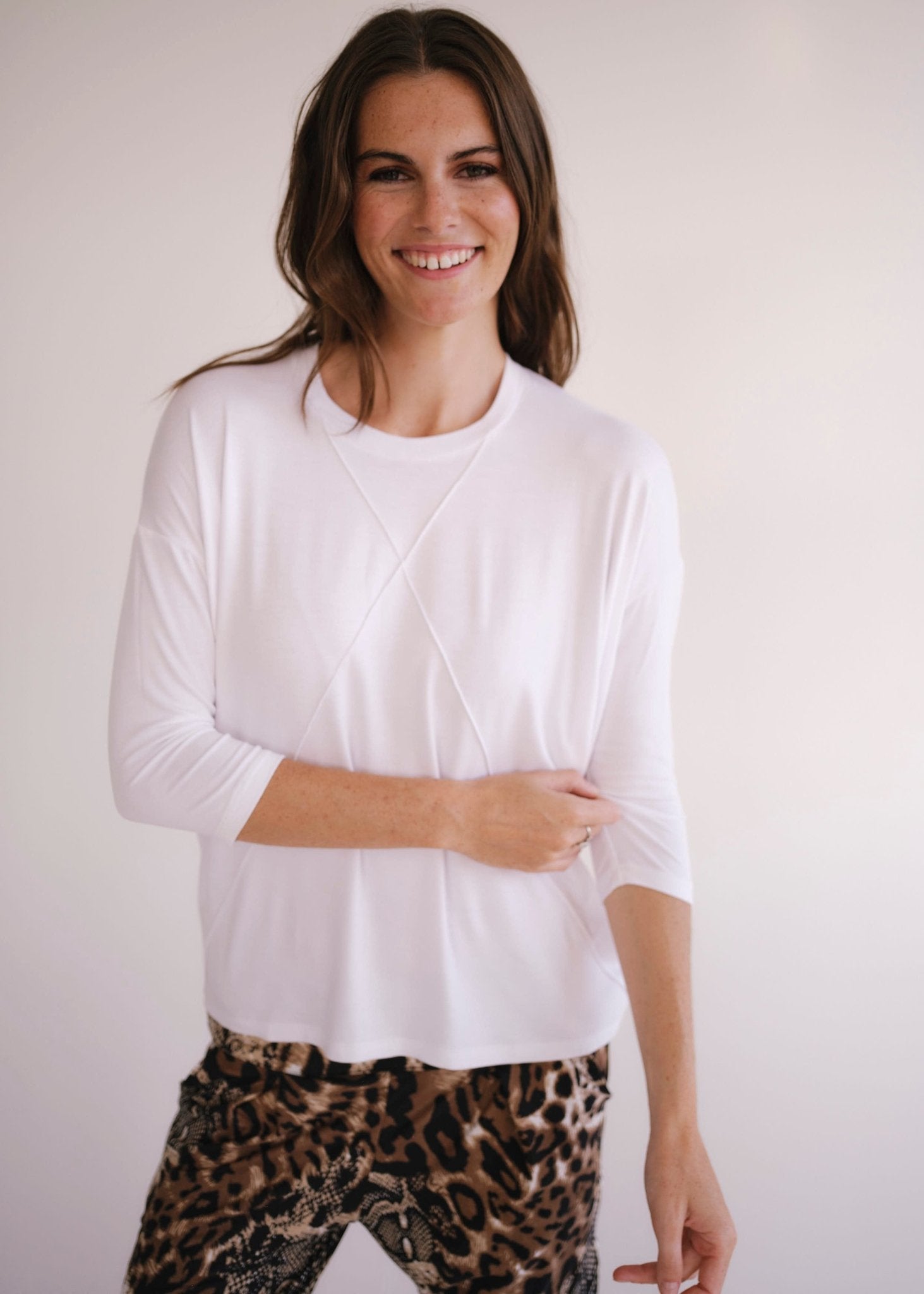 View our Lucie Tee With Seam Detail In White - by Tribute Store