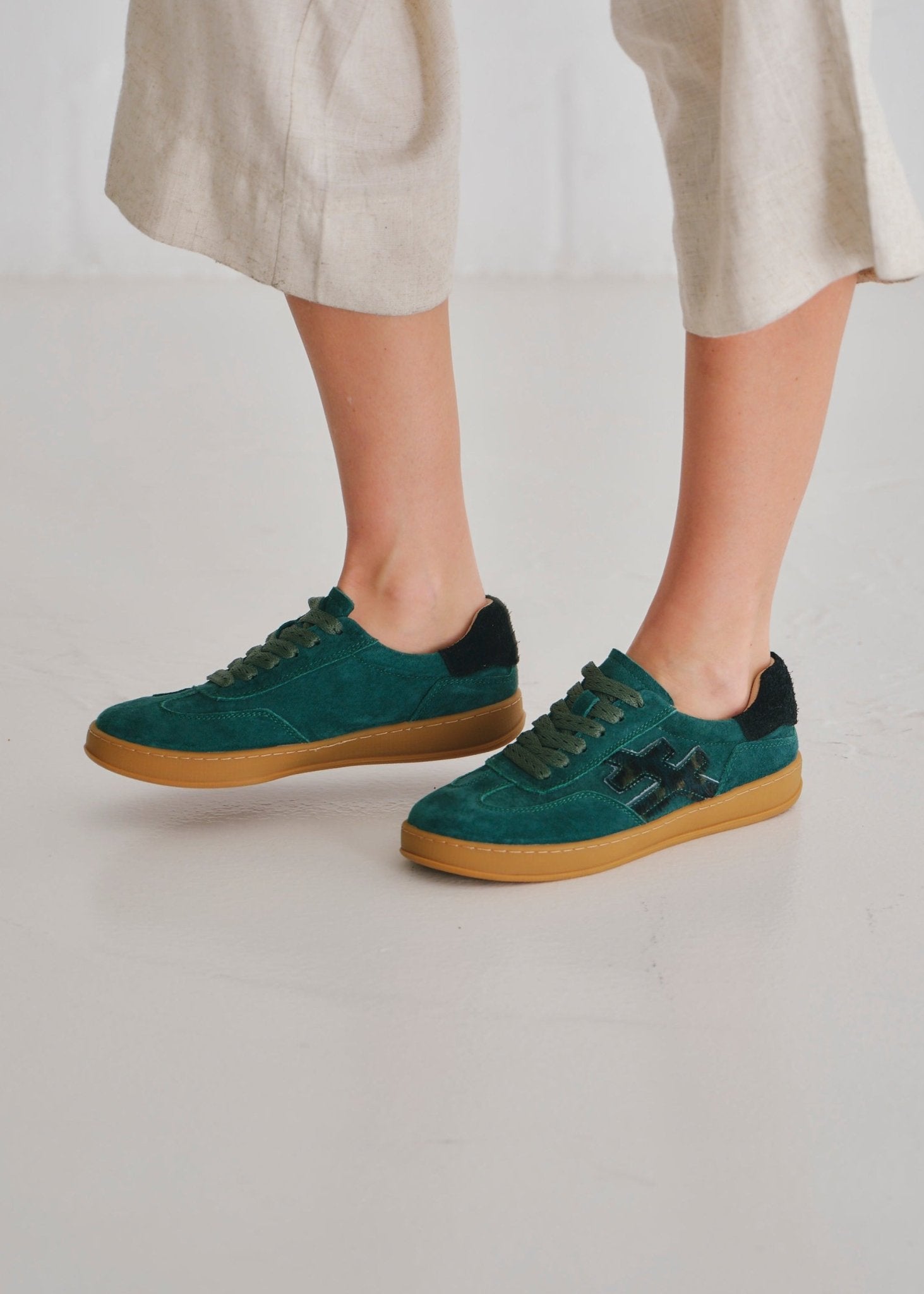 View our Lumi Leather Sneaker In Emerald And Black - by Tribute Store