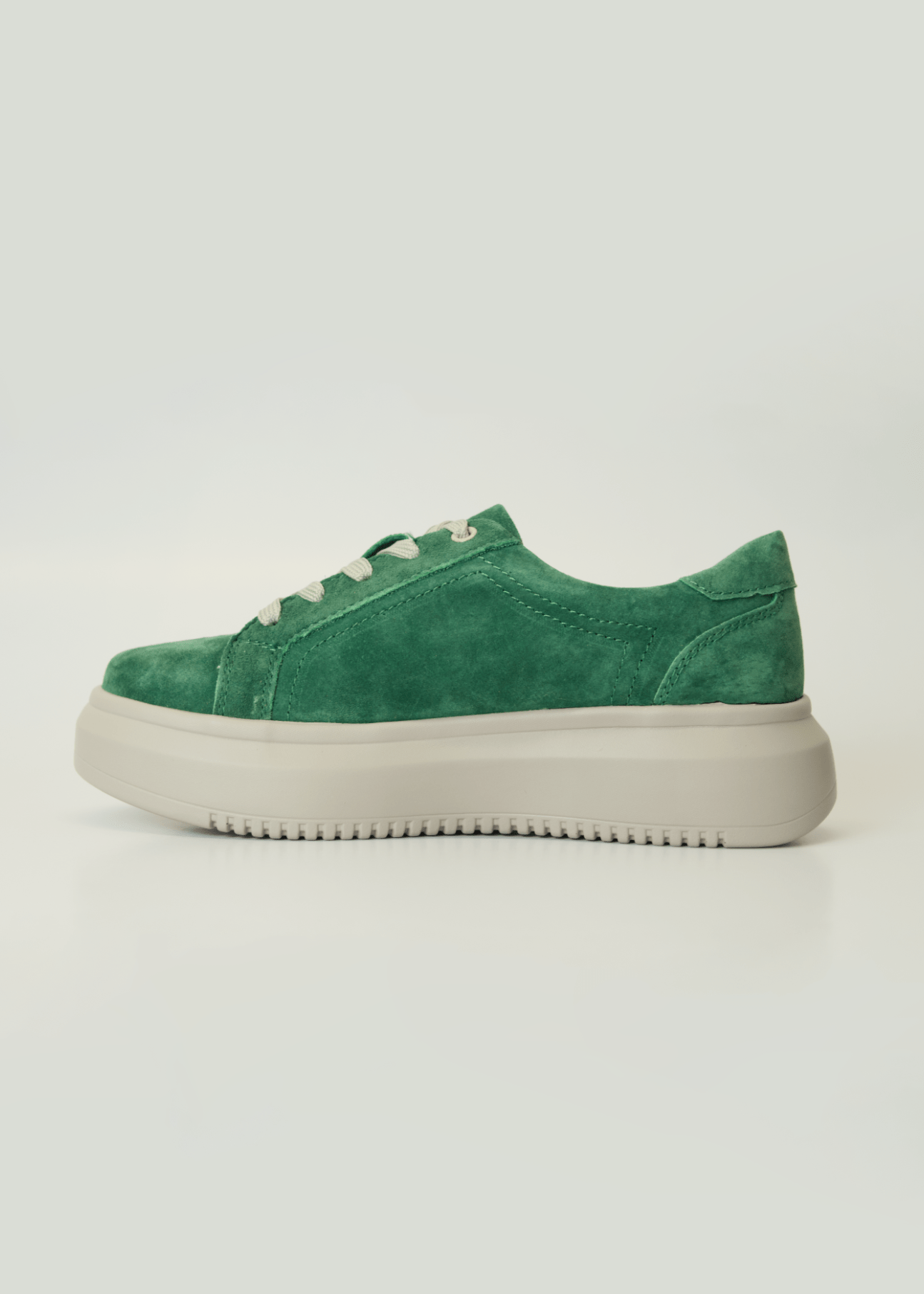 View our Lyra Leather Platform Sneaker In Bottle Green - by Tribute Store