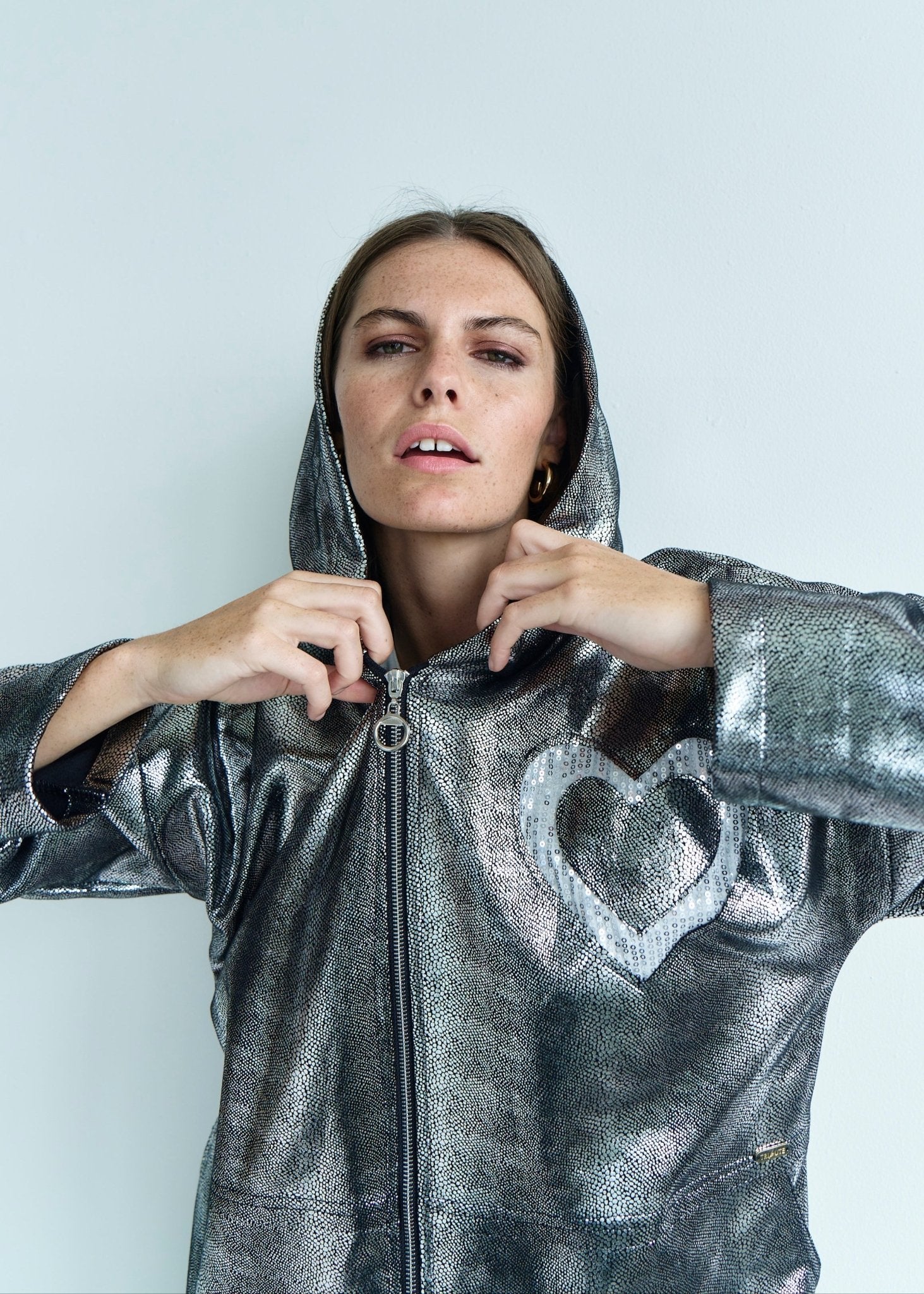 View our Madonna Italian Silver Shimmer Jacket in Black - by Tribute Store