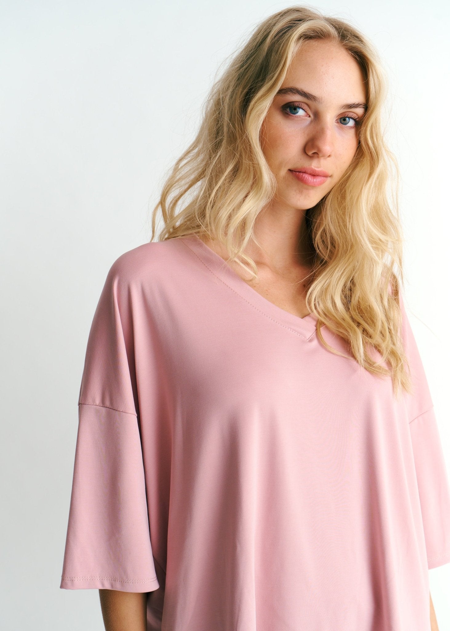 View our Malibu V Neck Oversized Tee In Dirty Pink - by Tribute Store