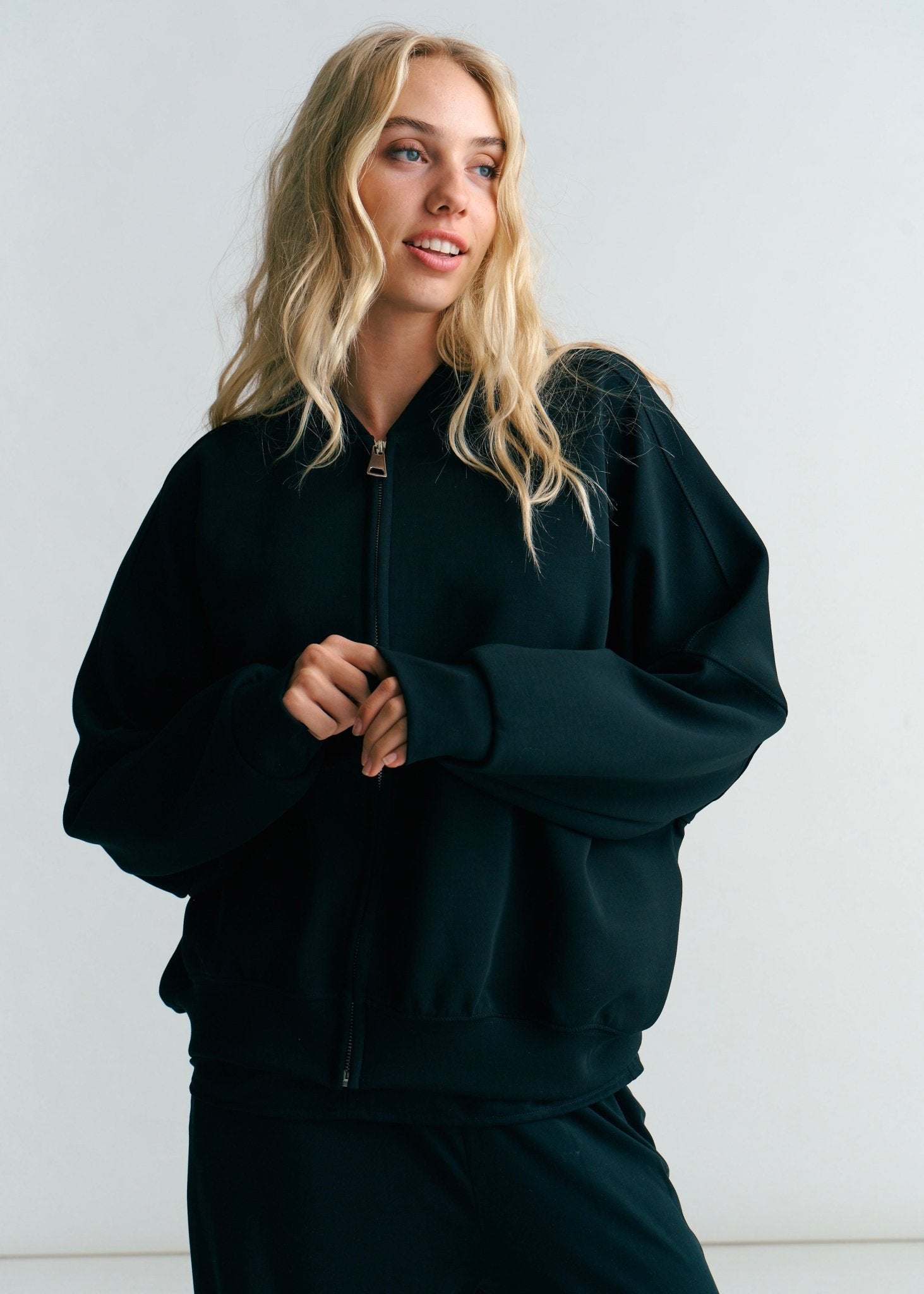 View our Malmö Oversized Zip Up Bomber Jacket In Black - by Tribute Store
